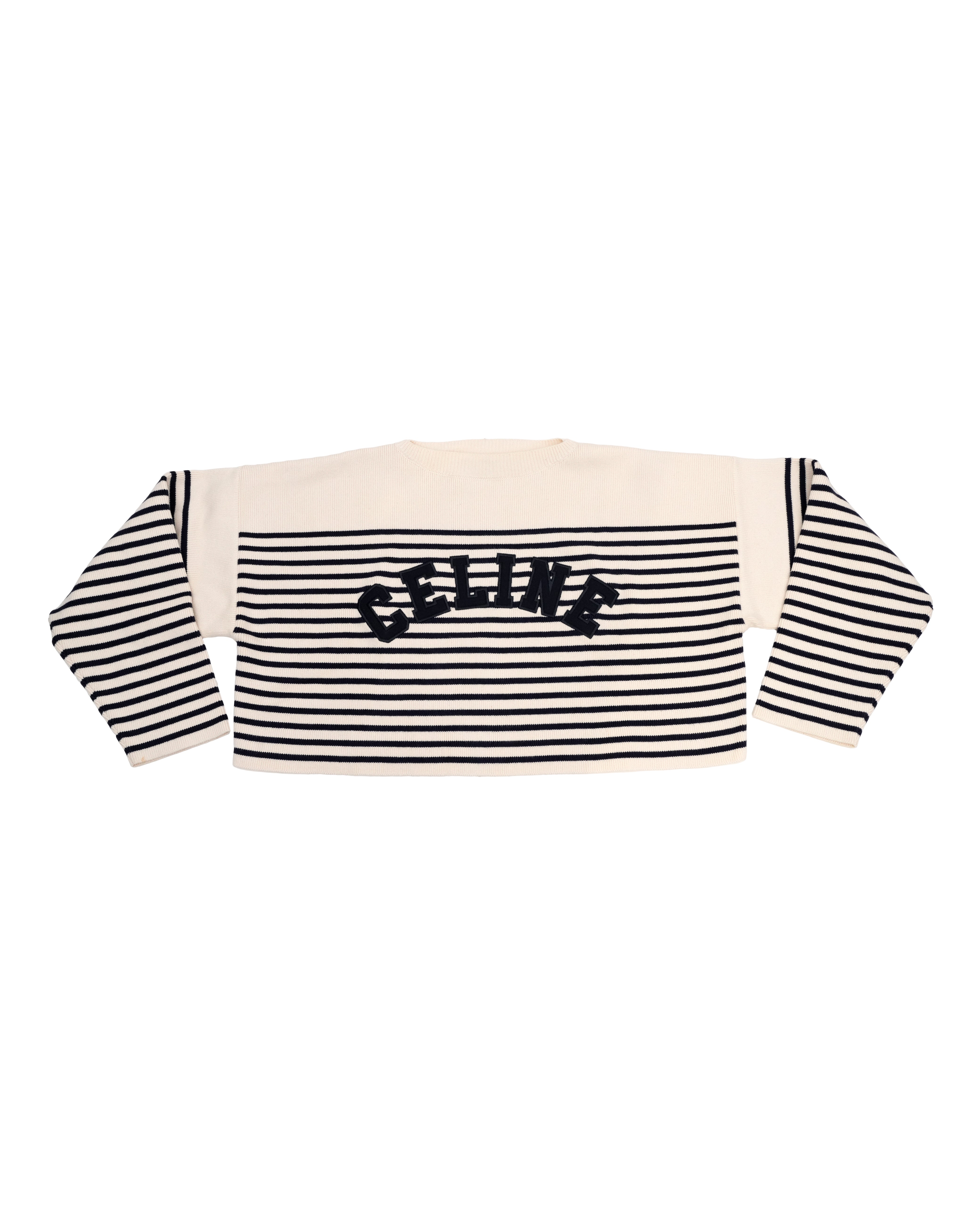 22SS STRIPED KNIT SWEATER WHITE X NAVY