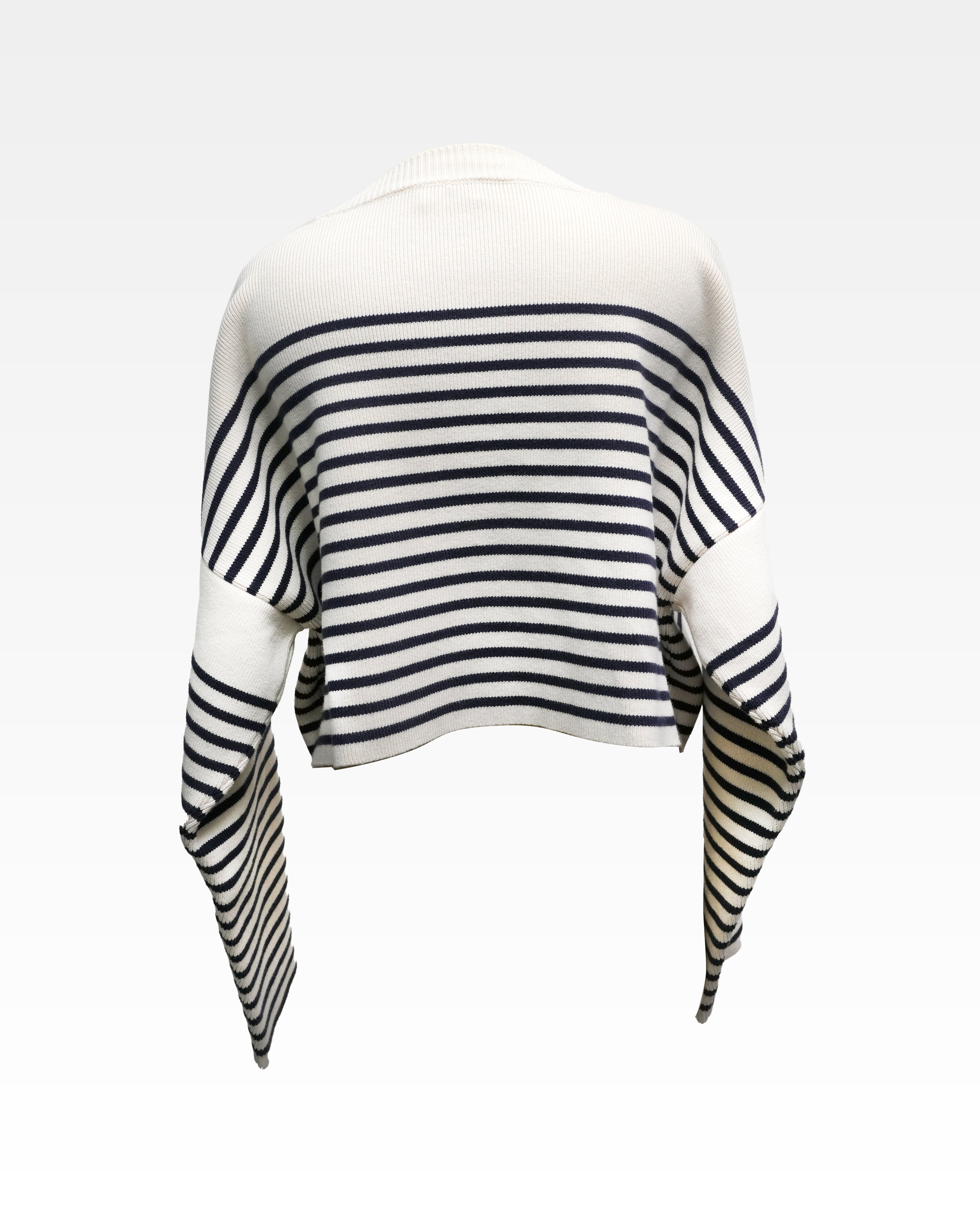 22SS STRIPED KNIT SWEATER WHITE X NAVY