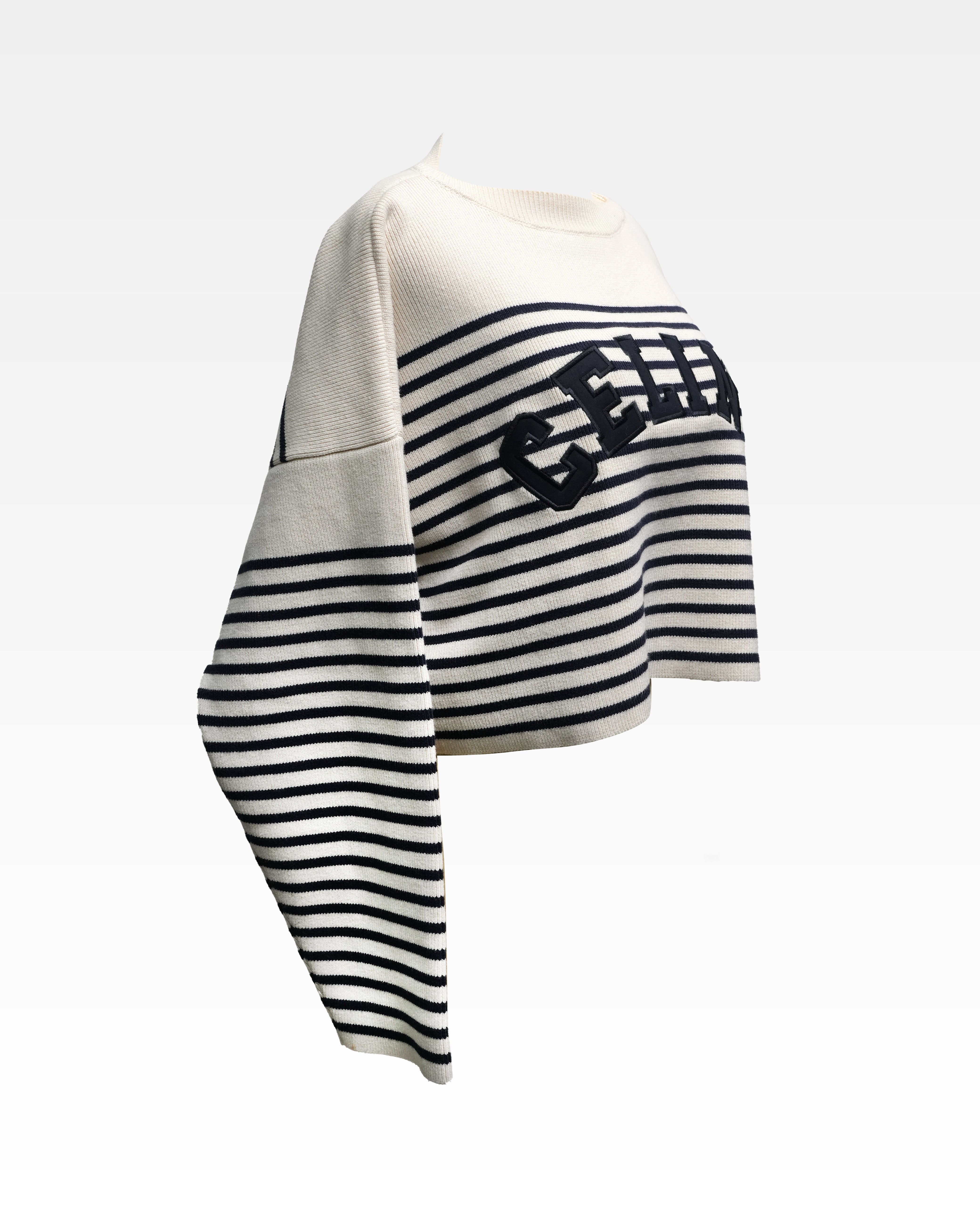 22SS STRIPED KNIT SWEATER WHITE X NAVY