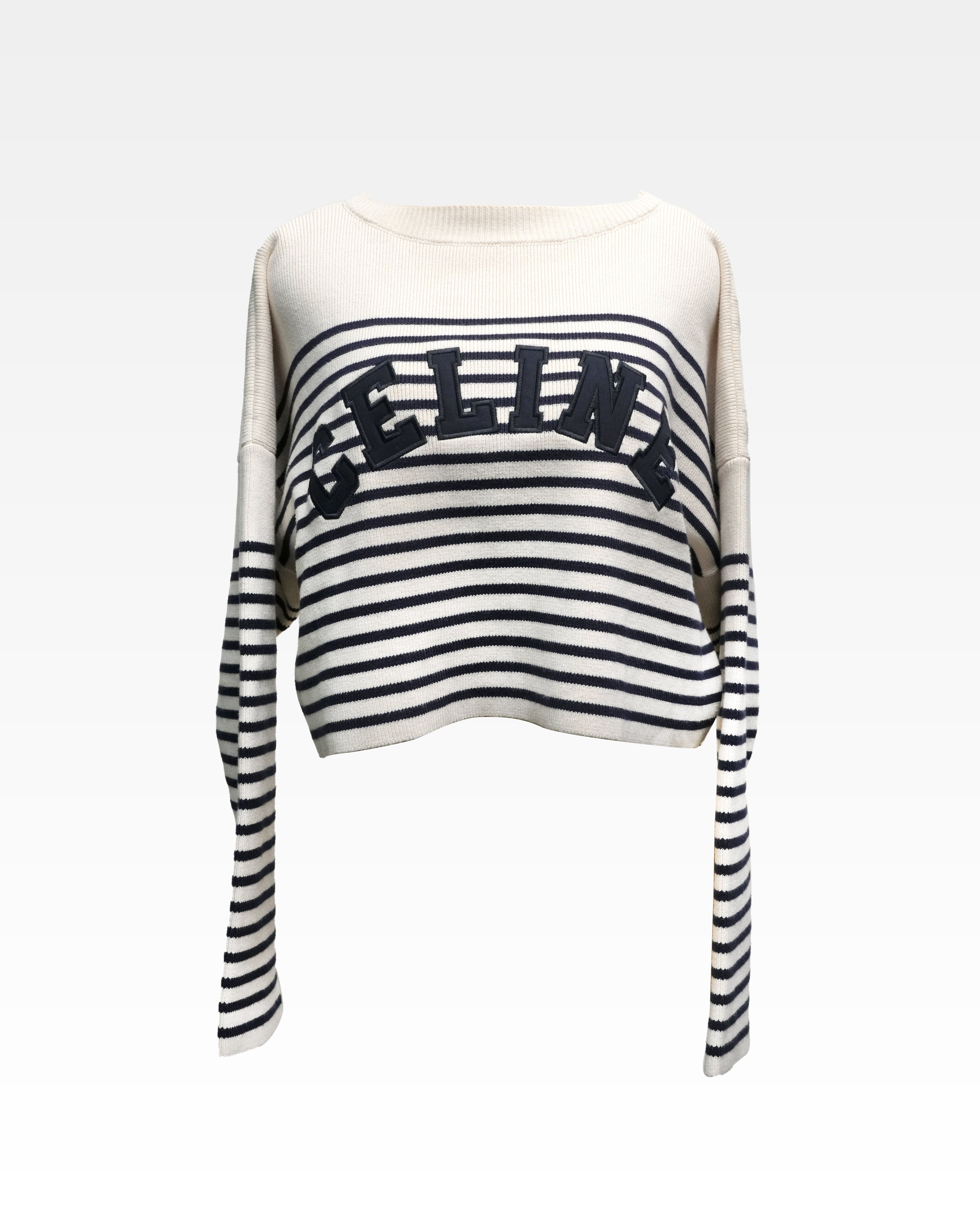 22SS STRIPED KNIT SWEATER WHITE X NAVY