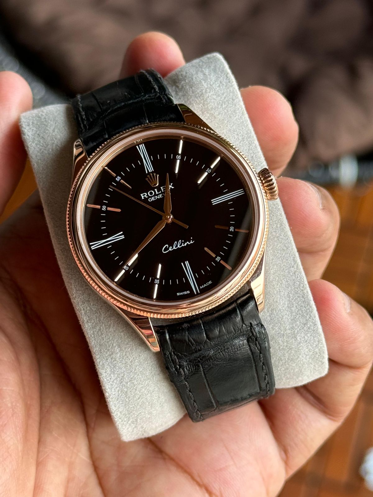 ROLEX CELLINI TIME 39MM ROSEGOLD BLACK DIAL (CIRCA 2016) IDWX