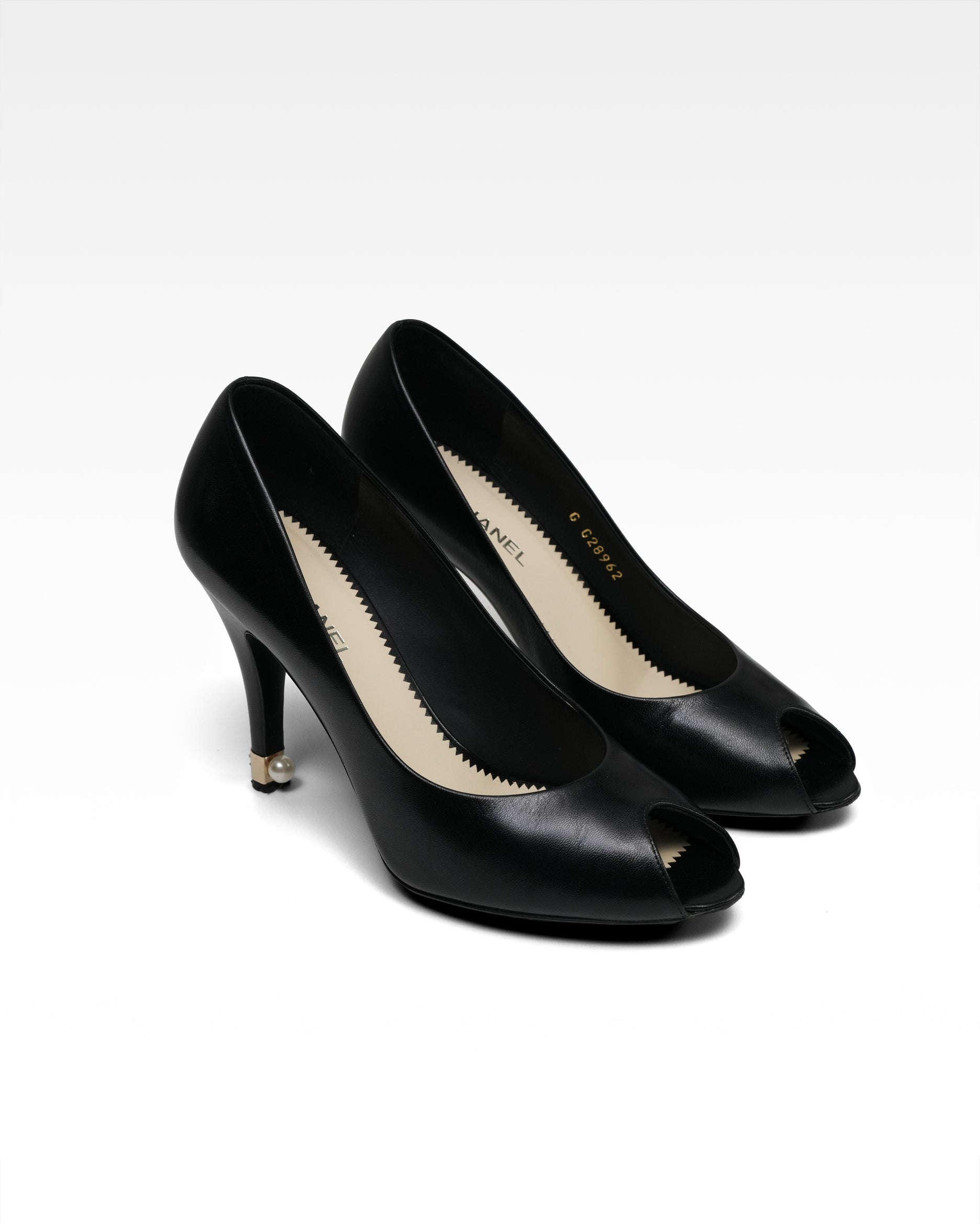 COCO MARK 13P LEATHER OPEN-TOE PUMPS LADIES BLACK