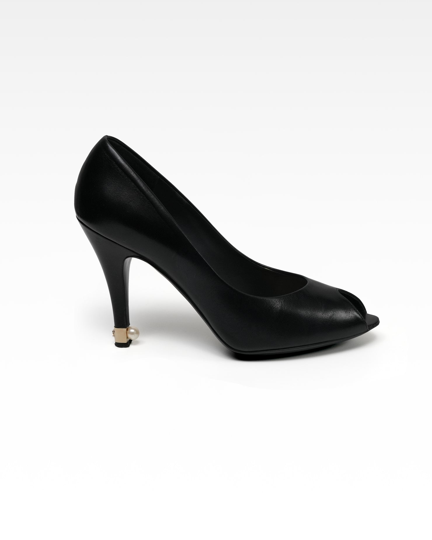 COCO MARK 13P LEATHER OPEN-TOE PUMPS LADIES BLACK