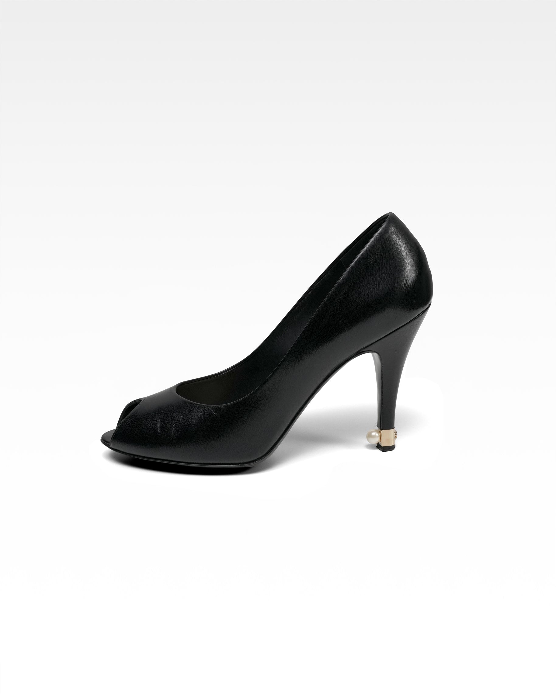 COCO MARK 13P LEATHER OPEN-TOE PUMPS LADIES BLACK