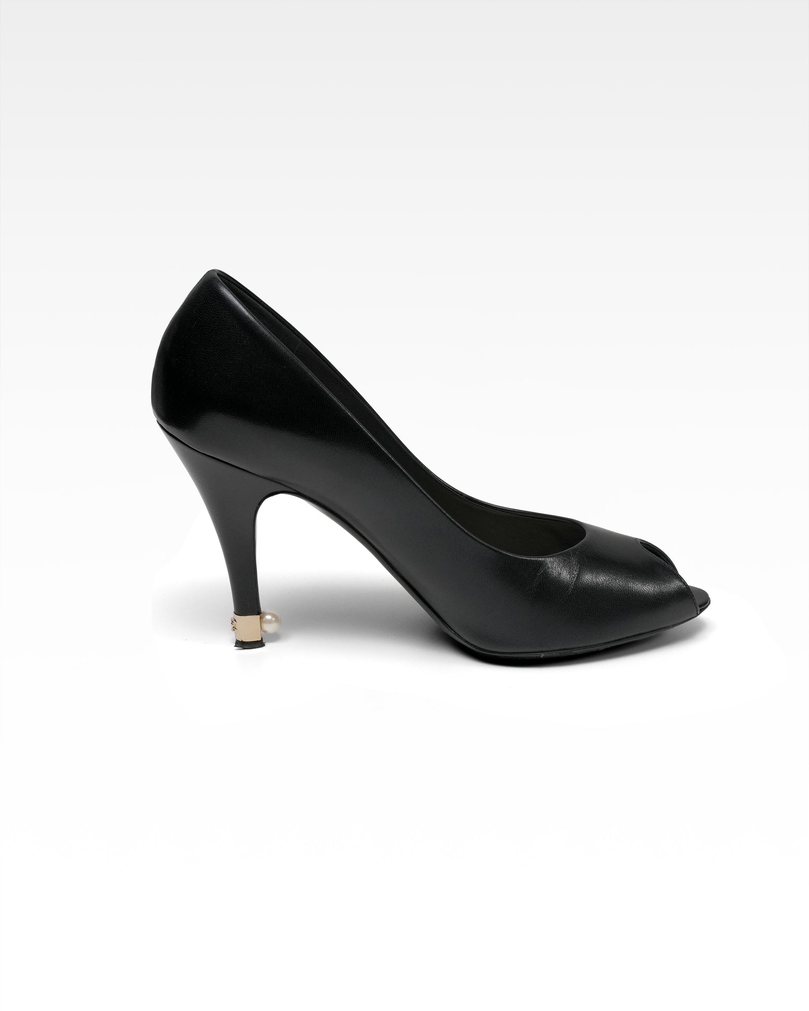 COCO MARK 13P LEATHER OPEN-TOE PUMPS LADIES BLACK