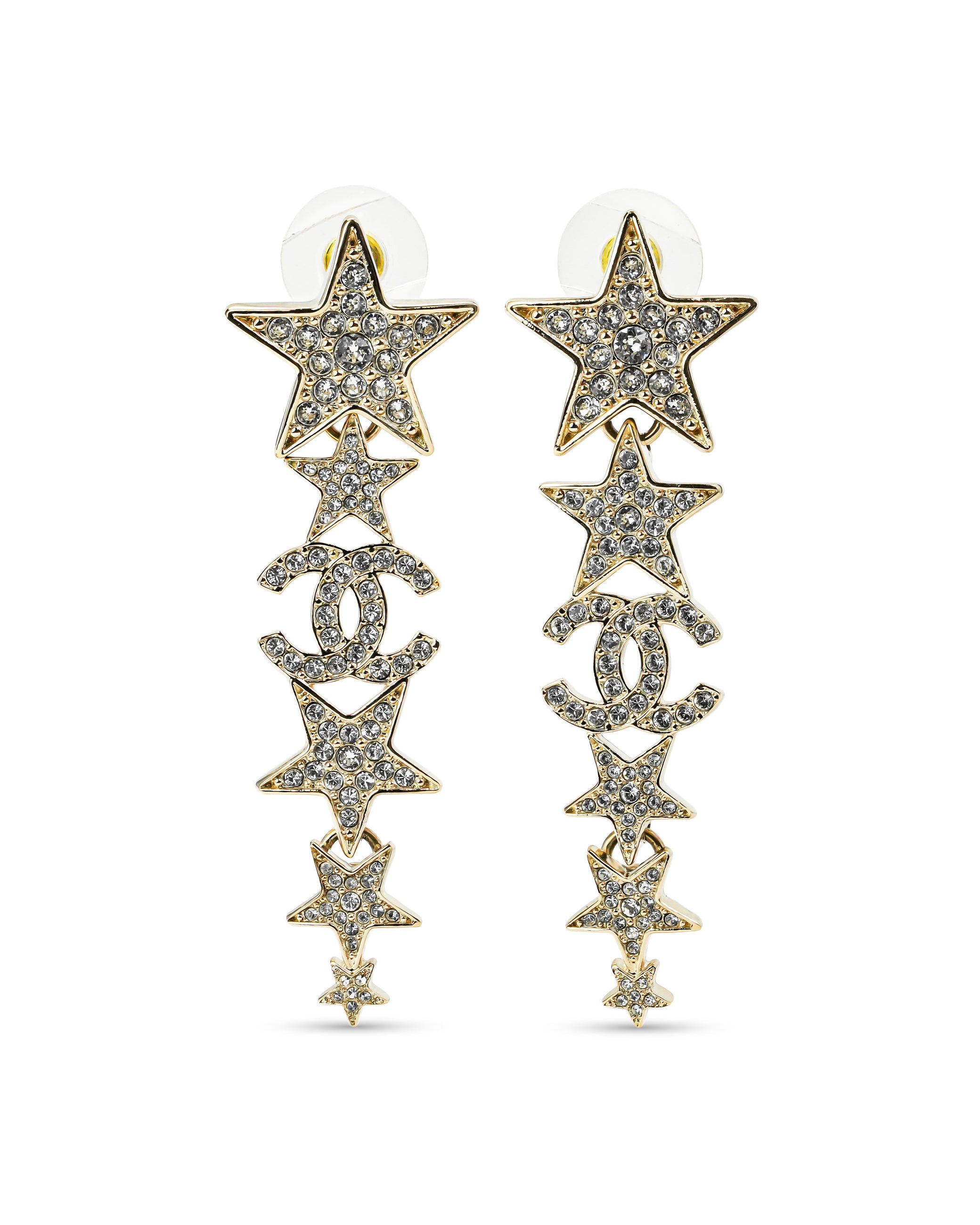 CC EARRINGS B23C STARS DIAMOND LONG