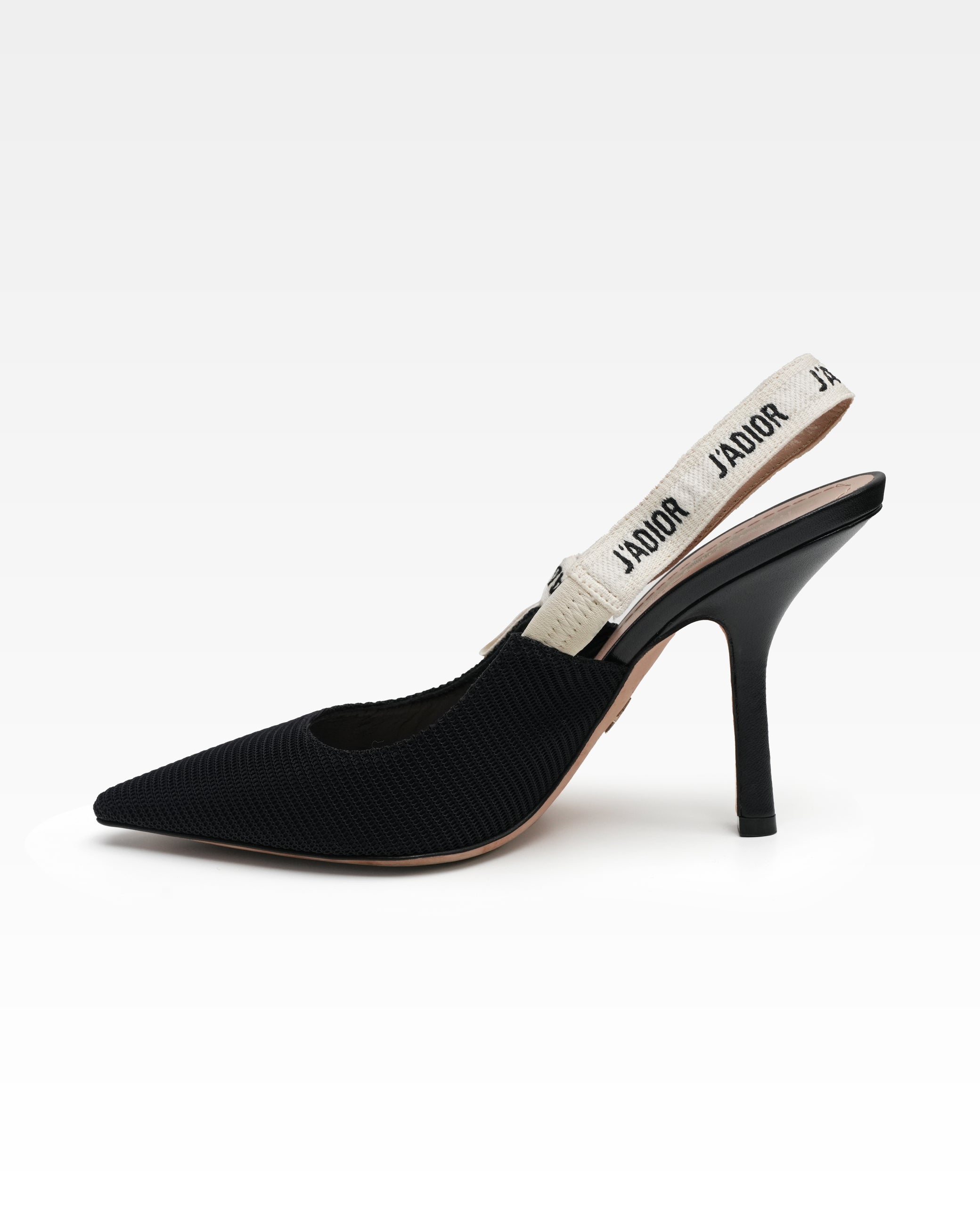 J'ADIOR LEATHER X FABRIC STRAP PUMPS LADIES BLACK SLINGBACK