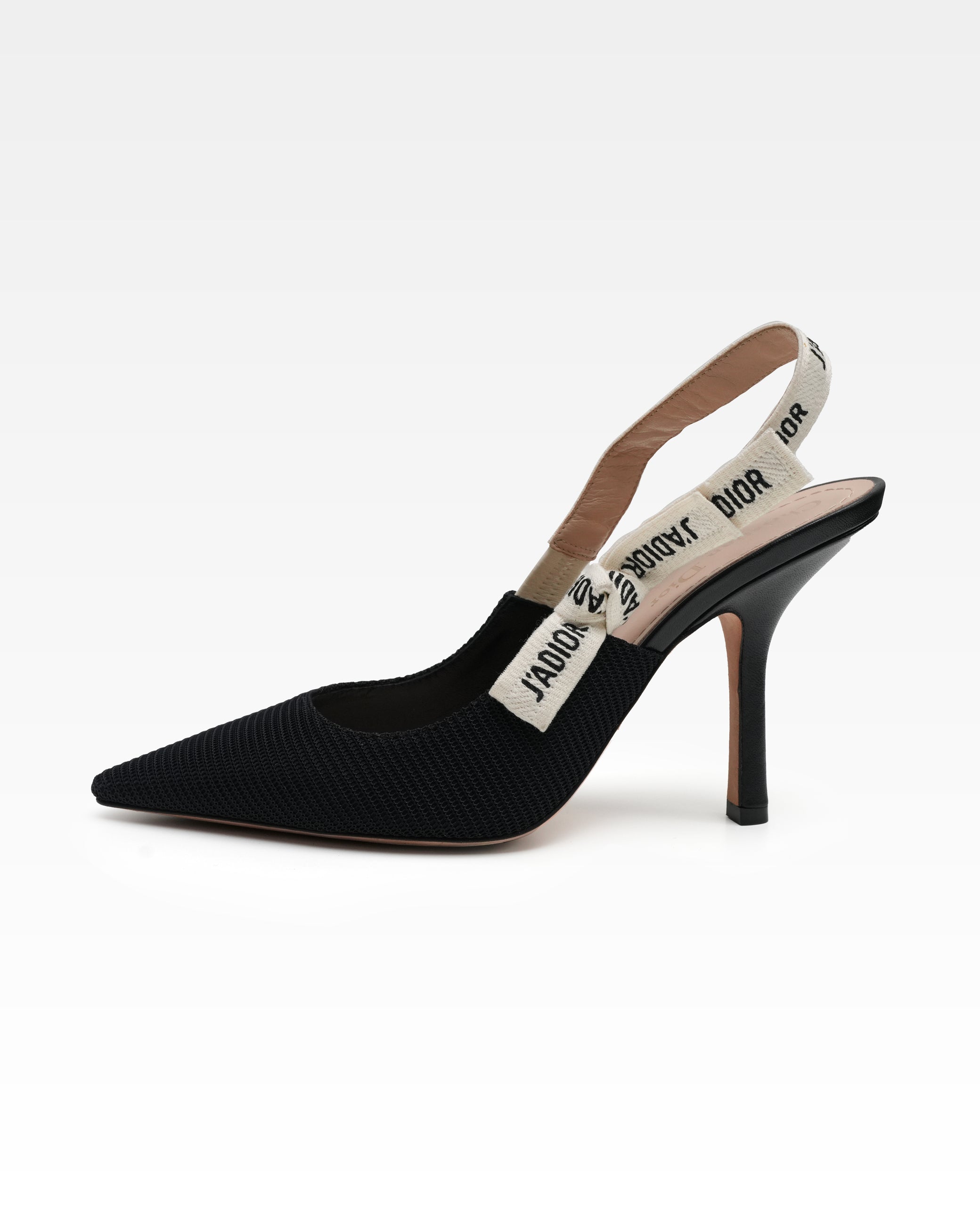 J'ADIOR LEATHER X FABRIC STRAP PUMPS LADIES BLACK SLINGBACK