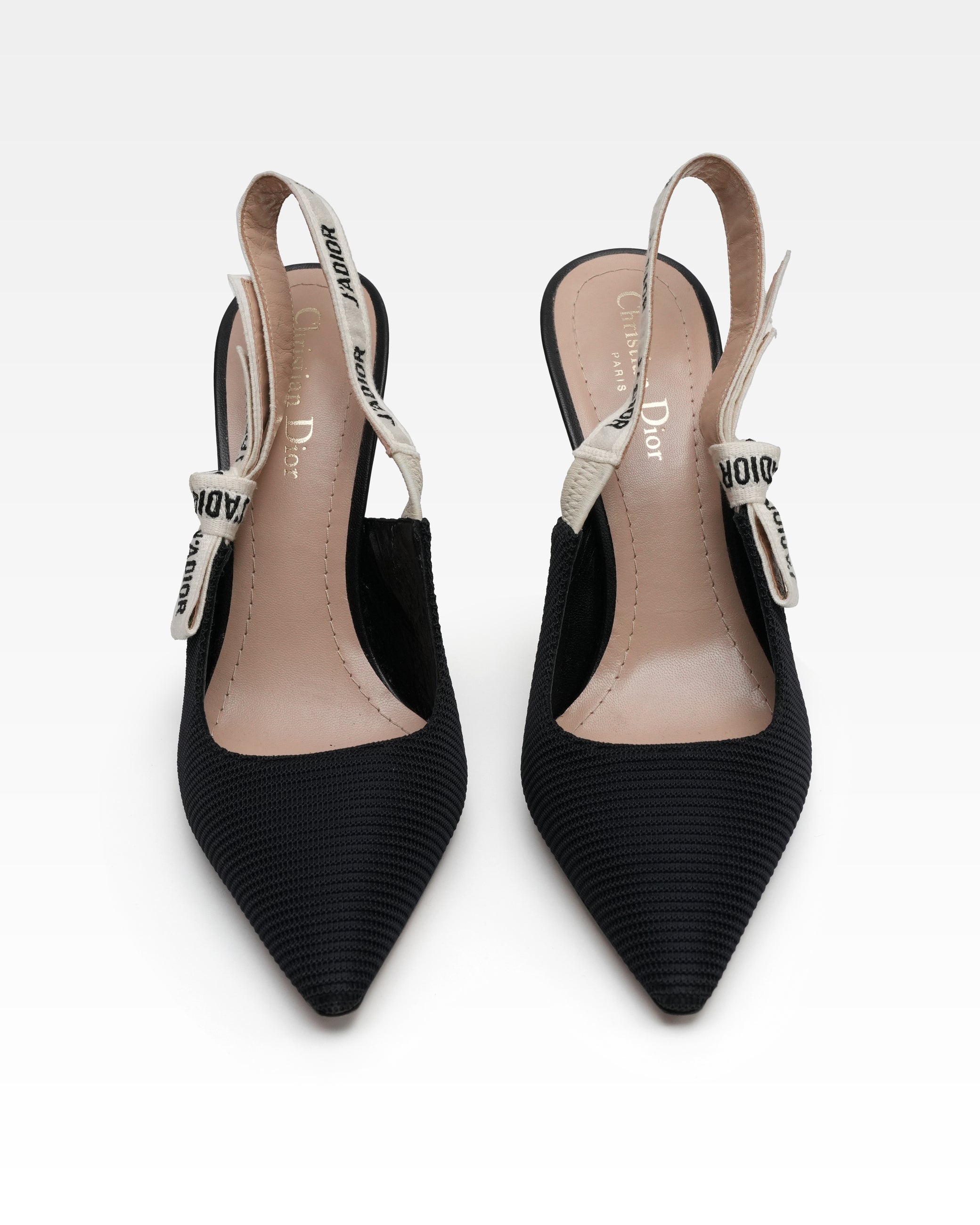 J'ADIOR LEATHER X FABRIC STRAP PUMPS LADIES BLACK SLINGBACK