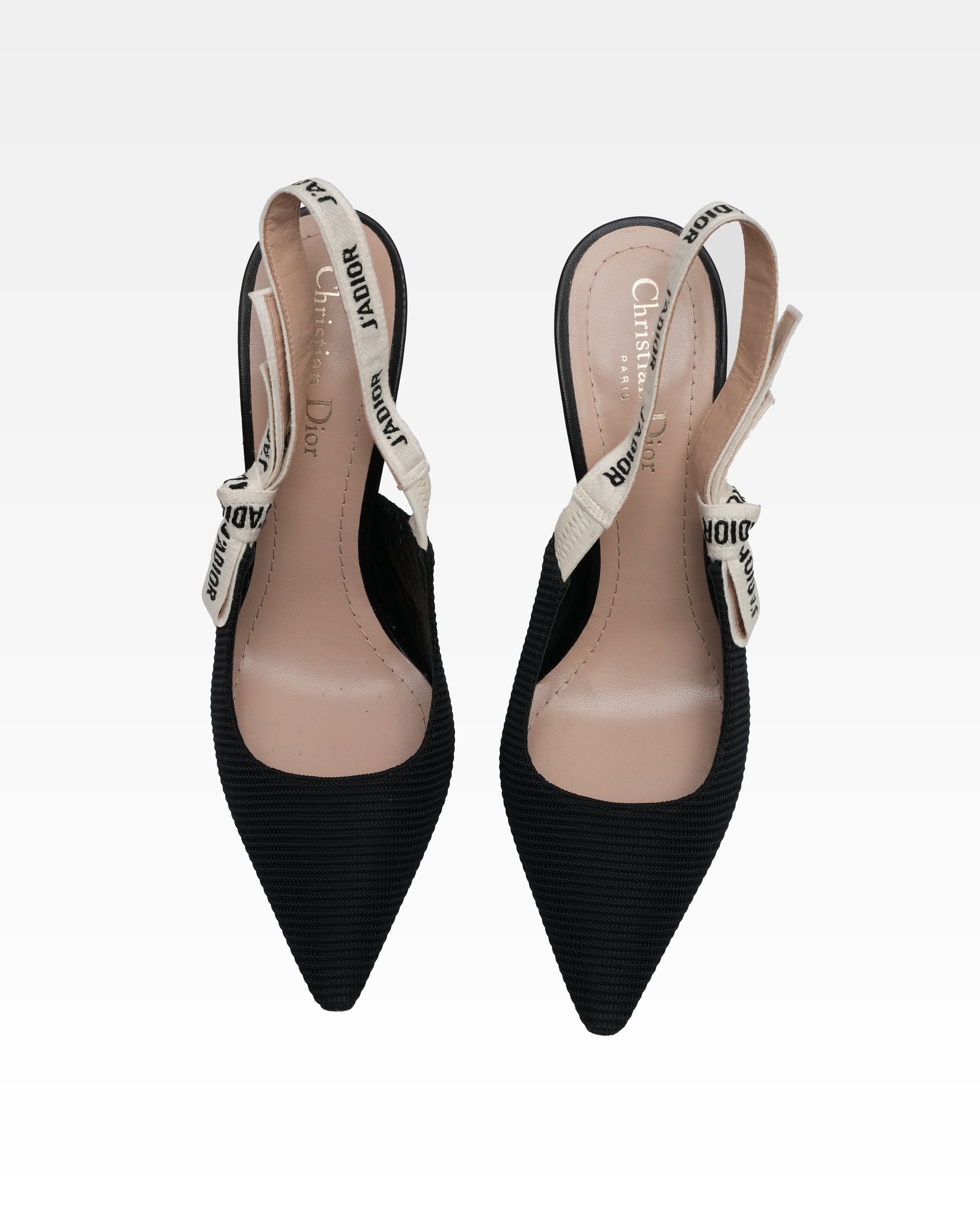 J'ADIOR LEATHER X FABRIC STRAP PUMPS LADIES BLACK SLINGBACK