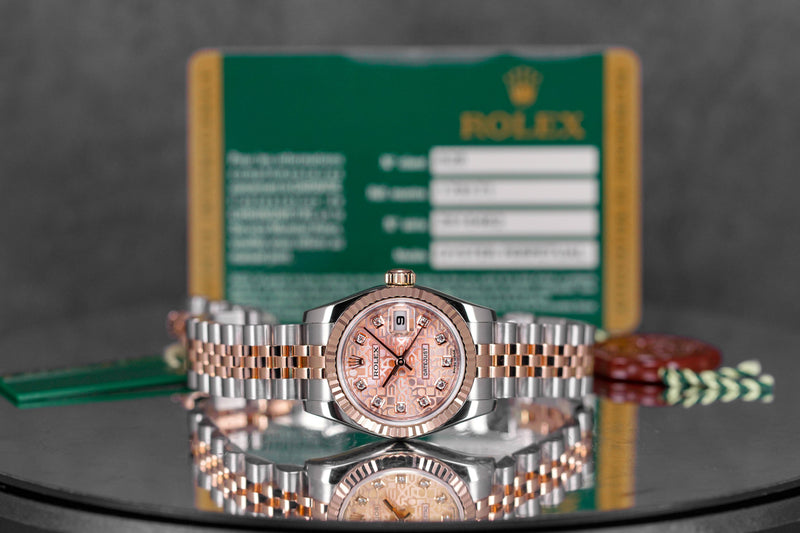 DATEJUST 26MM TWOTONE ROSEGOLD PINK COMPUTERIZED DIAMOND DIAL (2008)