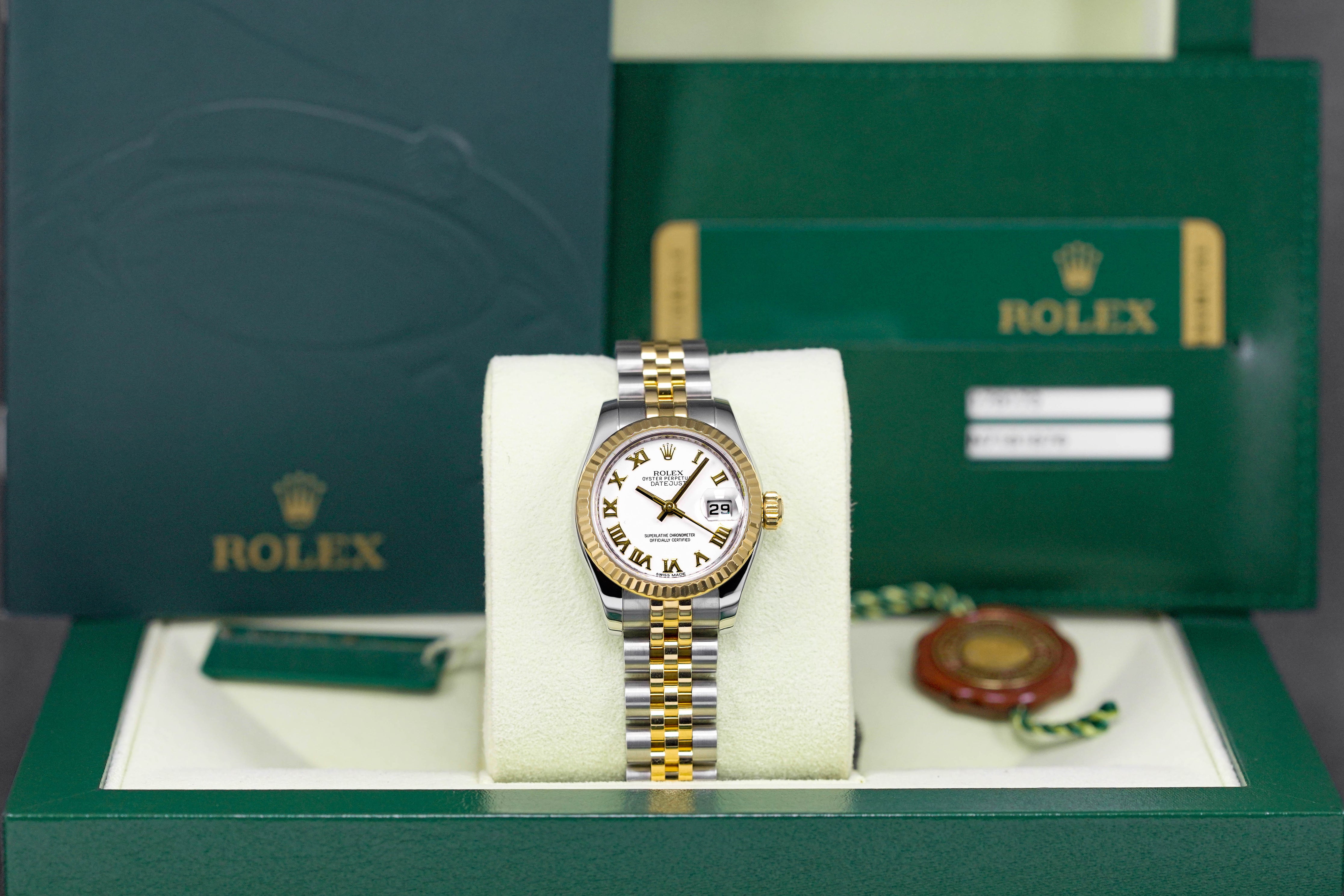 DATEJUST 26MM TWOTONE YELLOWGOLD WHITE ROMAN DIAL (2013)