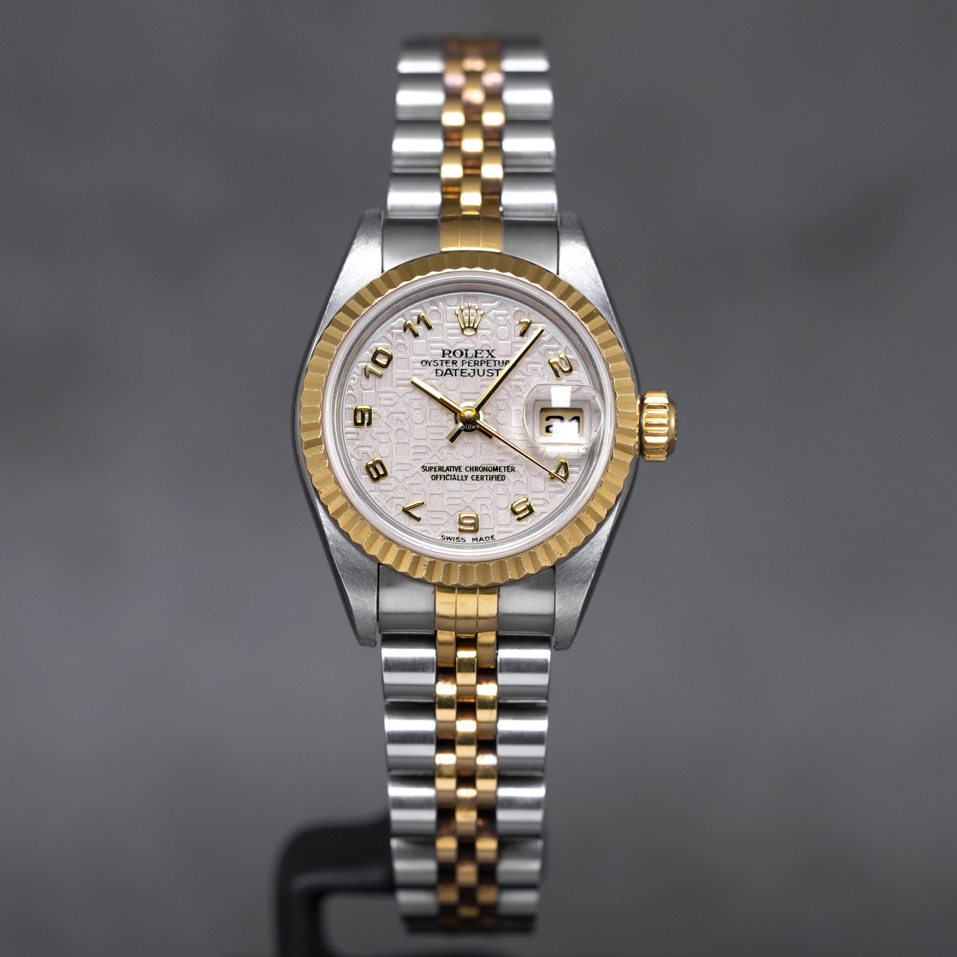 ROLEX DATEJUST 26MM TWOTONE YELLOWGOLD WHITE COMPUTERIZED ARABIC DIAL ...