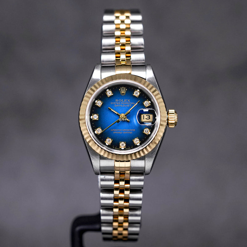 DATEJUST 26MM TWOTONE YELLOWGOLD BLUE OMBRE DIAMOND DIAL (1992)