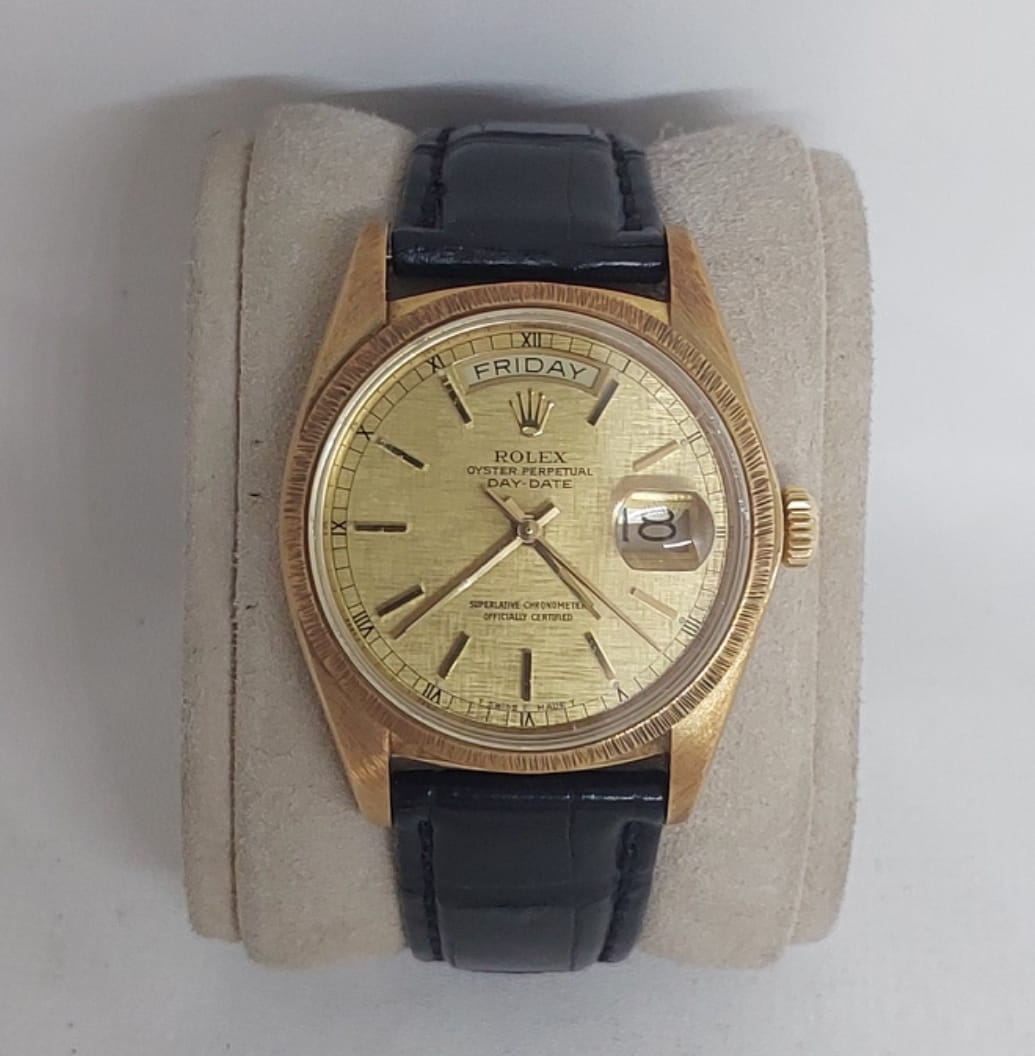 DAY-DATE 36MM 18078 YELLOWGOLD VINTAGE BARK FINISH CHAMPAGNE DIAL (WATCH ONLY)