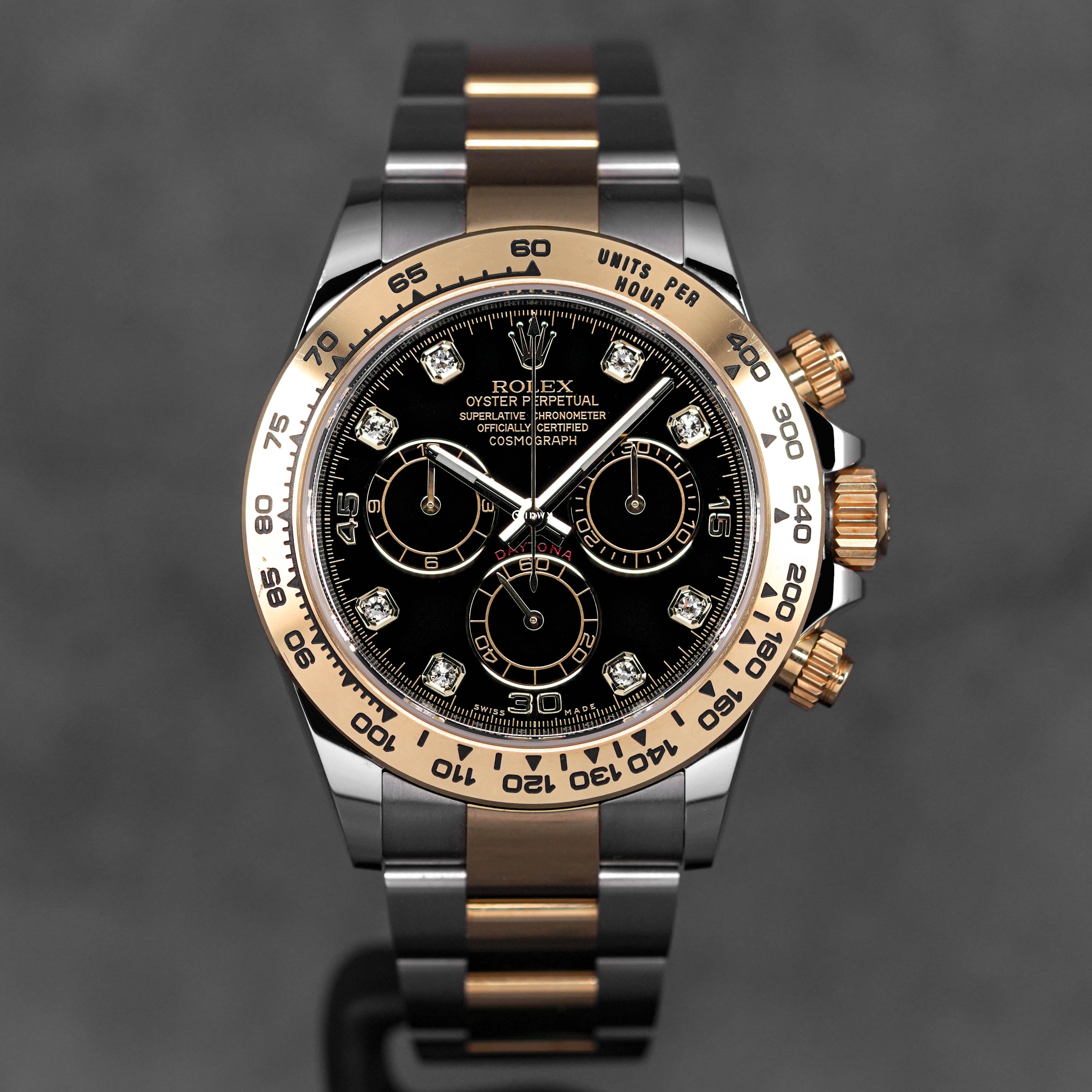 ROLEX DAYTONA TWOTONE YELLOWGOLD BLACK DIAMOND DIAL (2021) IDWX