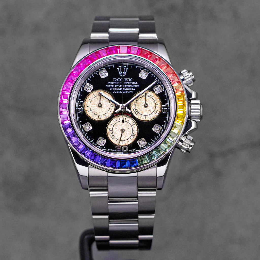 Black rolex with rainbow bezel Clearance
