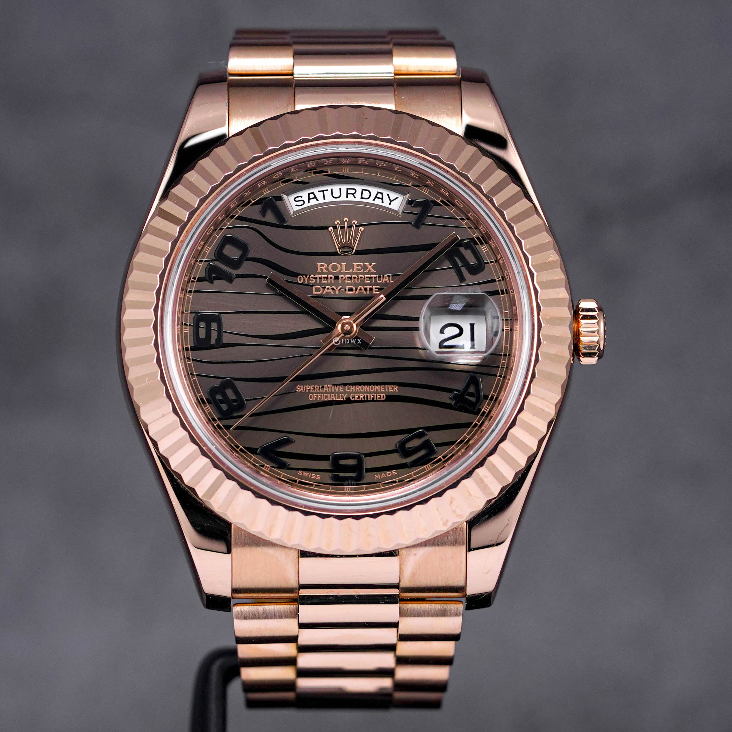 DAYDATE II ROSEGOLD BROWN WAVE ARABIC DIAL (2012)