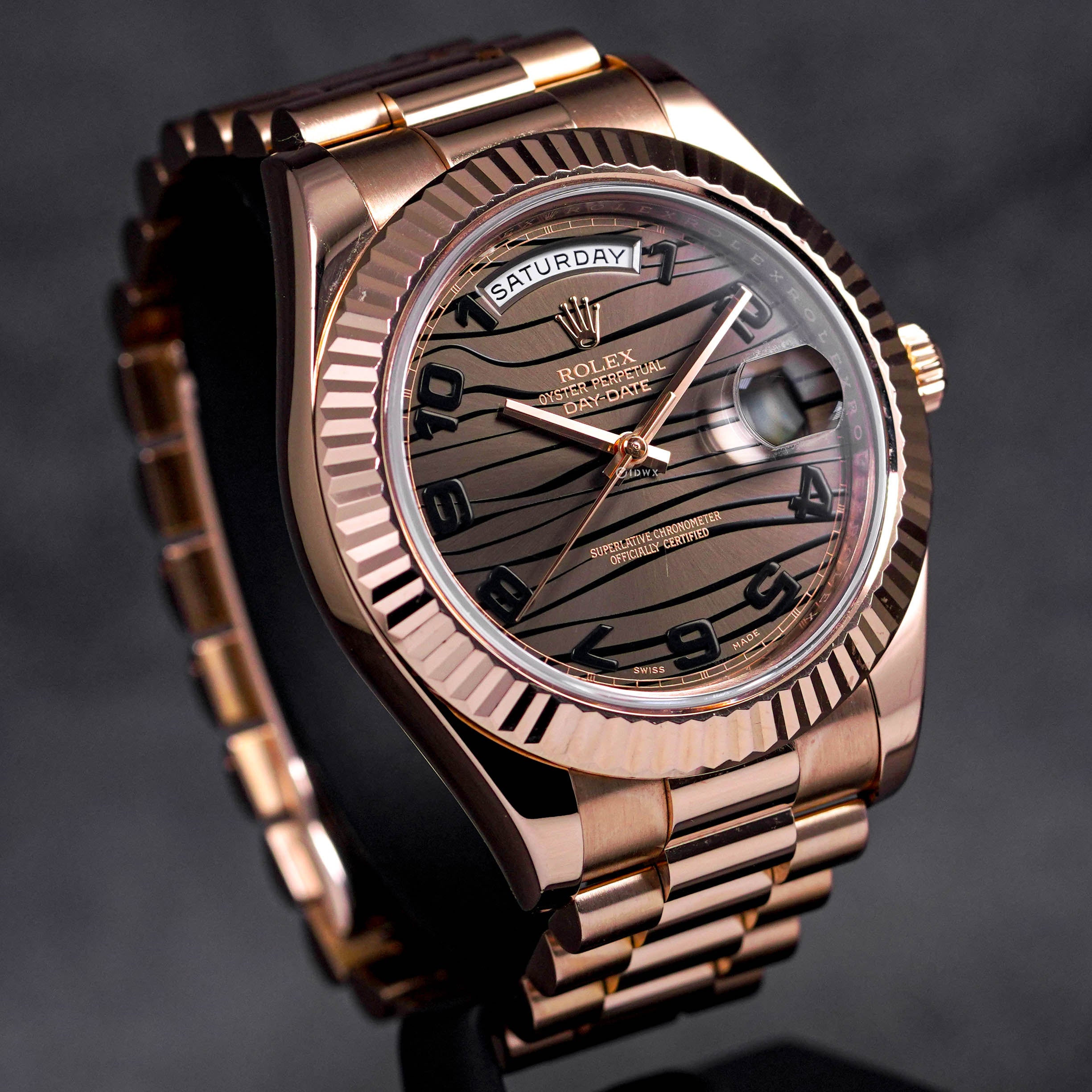 DAYDATE II ROSEGOLD BROWN WAVE ARABIC DIAL (2012)