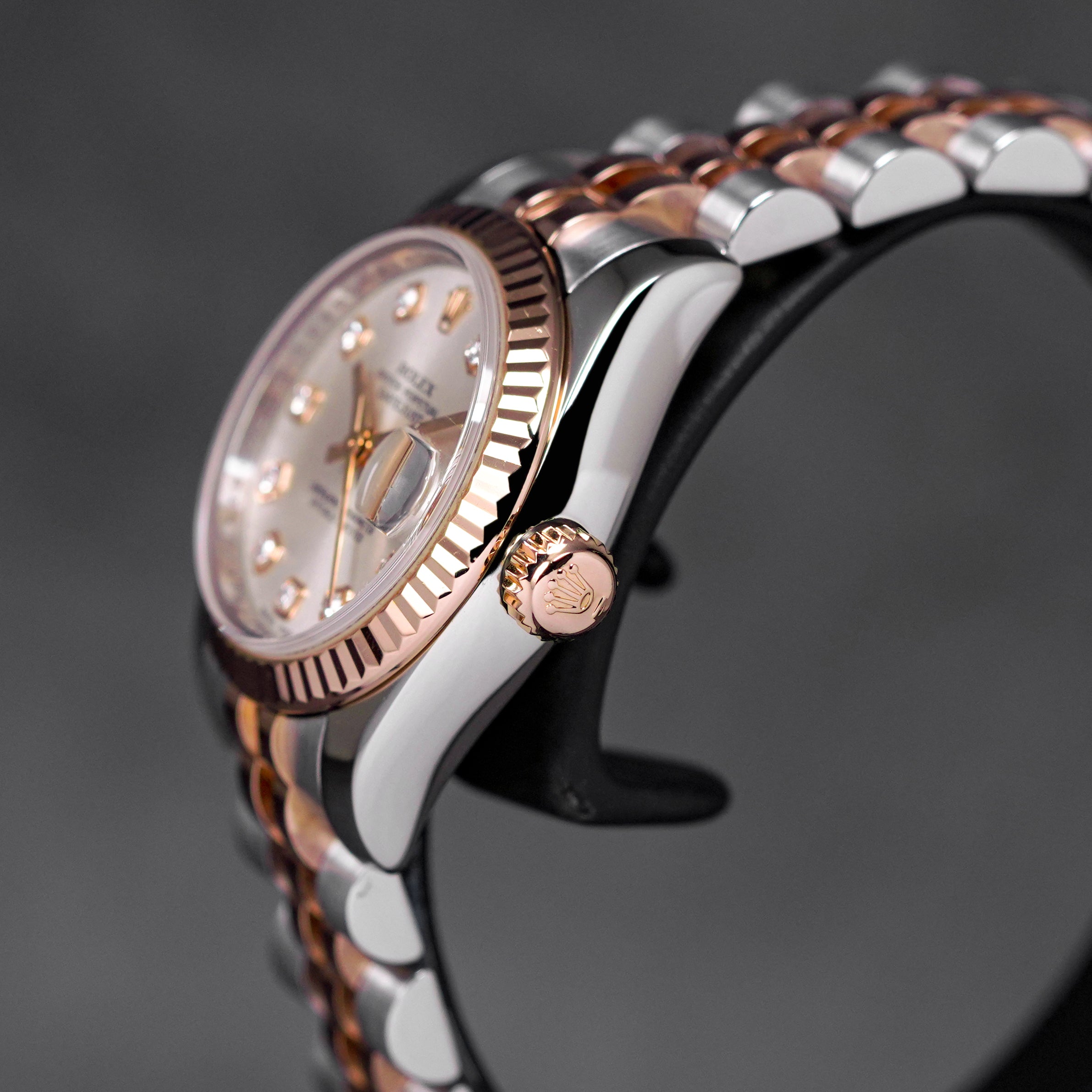 ROLEX DATEJUST 26MM TWOTONE ROSEGOLD SILVER DIAMOND DIAL
