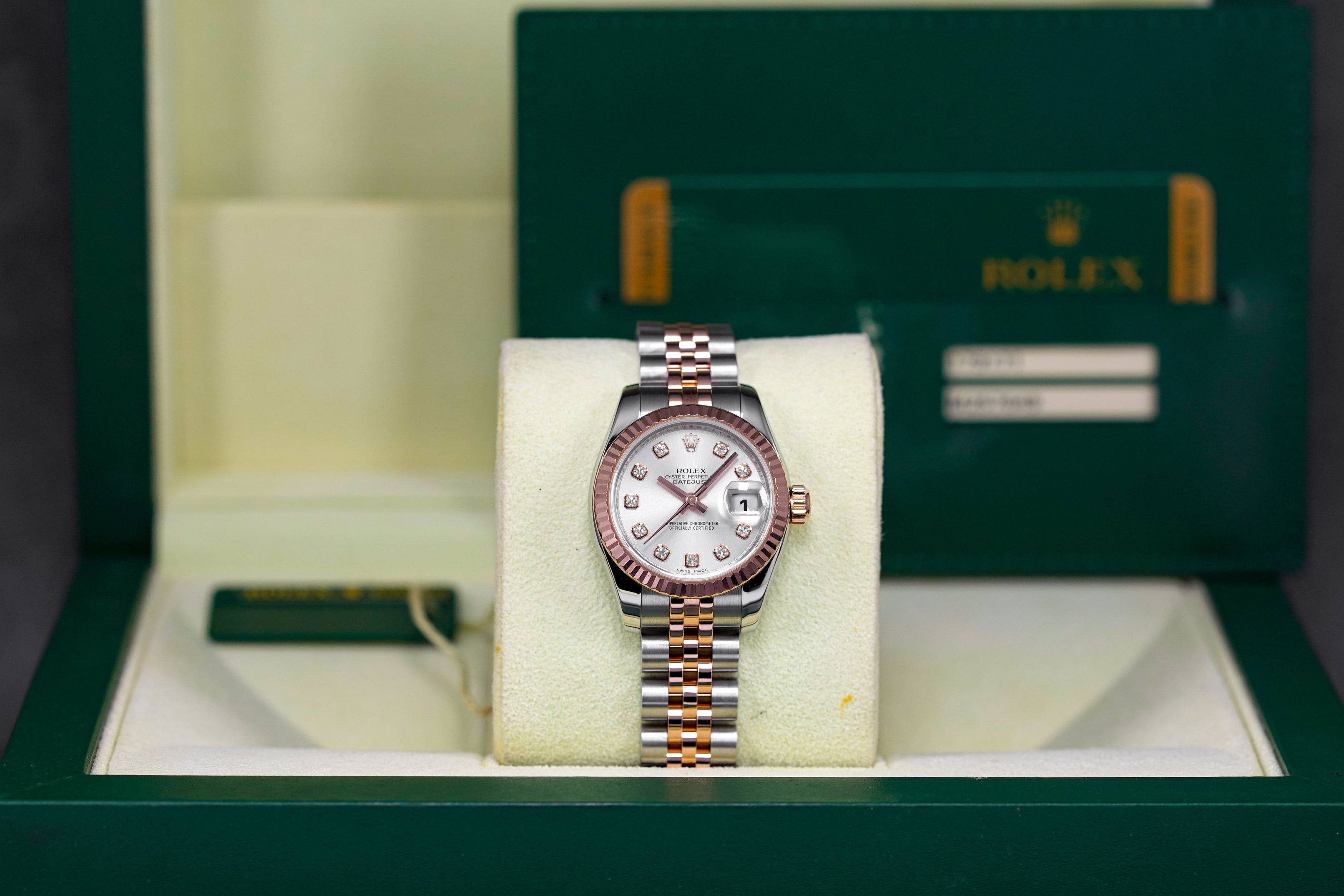 ROLEX DATEJUST 26MM TWOTONE ROSEGOLD SILVER DIAMOND DIAL