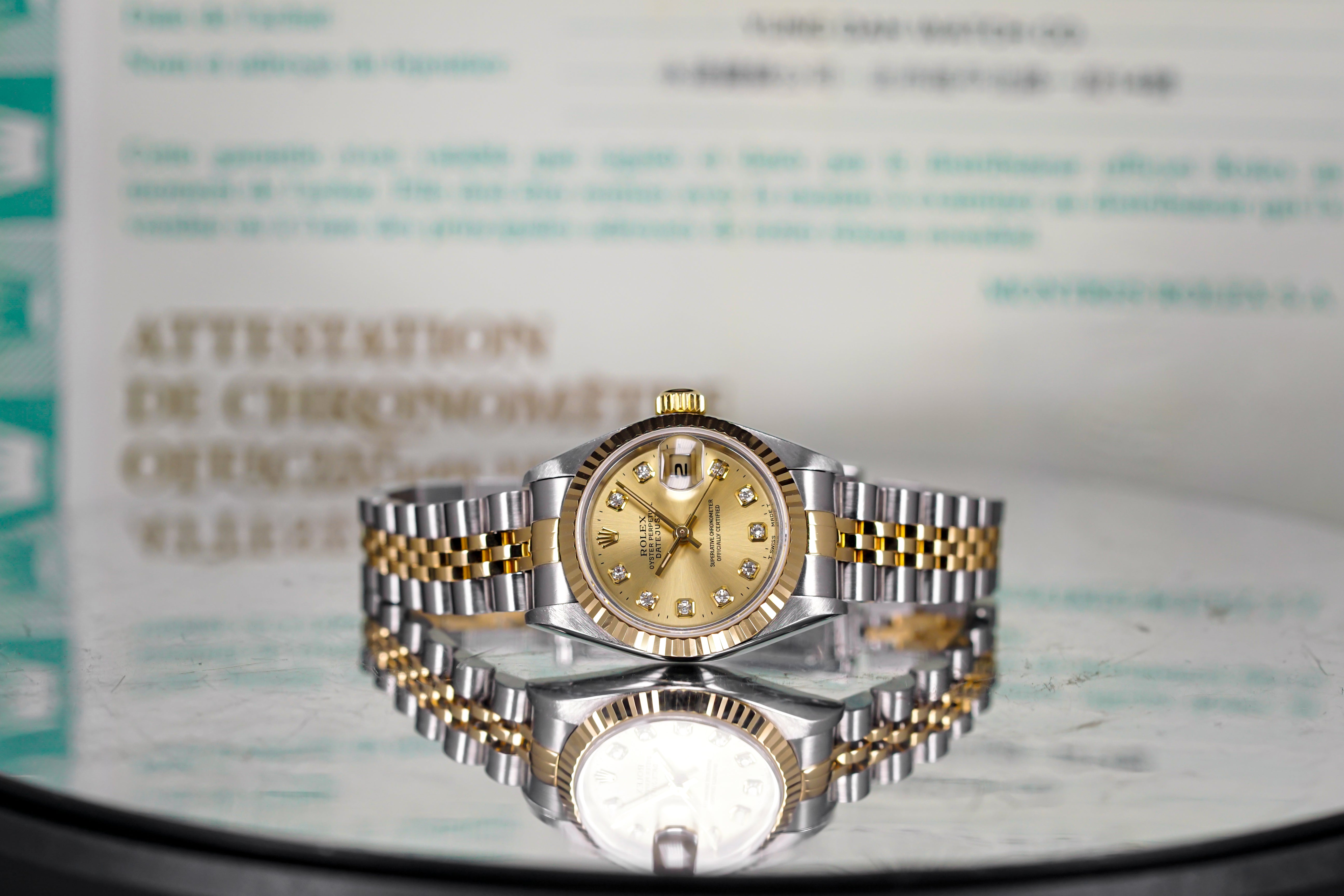 DATEJUST 26MM TWOTONE YELLOWGOLD CHAMPAGNE DIAMOND DIAL (2002)