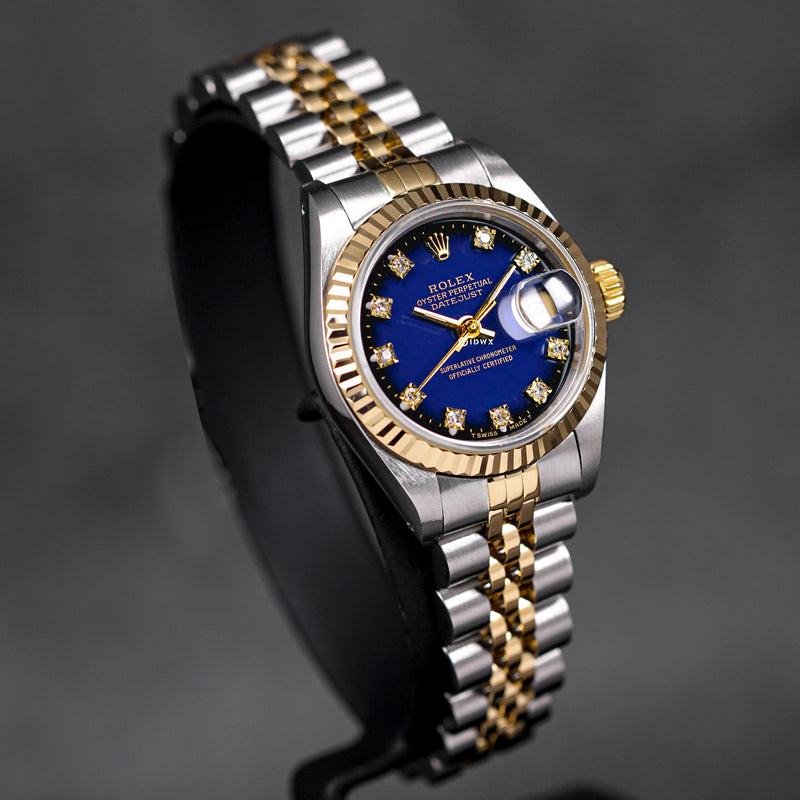 DATEJUST 26MM TWOTONE YELLOWGOLD BLUE OMBRE DIAMOND DIAL (WATCH ONLY)