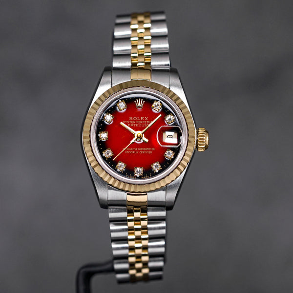 DATEJUST 26MM TWOTONE YELLOWGOLD RED OMBRE DIAMOND DIAL (WATCH ONLY)