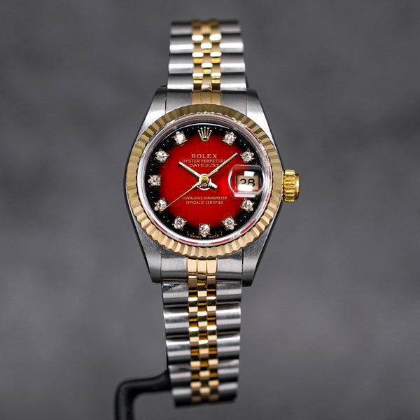 DATEJUST 26MM TWOTONE YELLOWGOLD RED OMBRE DIAMOND DIAL (1995)