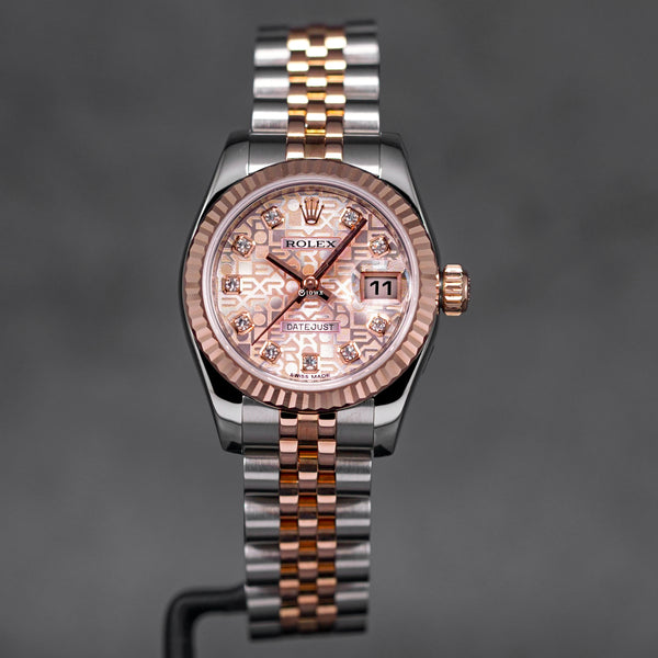 DATEJUST 26MM TWOTONE ROSEGOLD PINK COMPUTERIZED DIAMOND DIAL (2014)