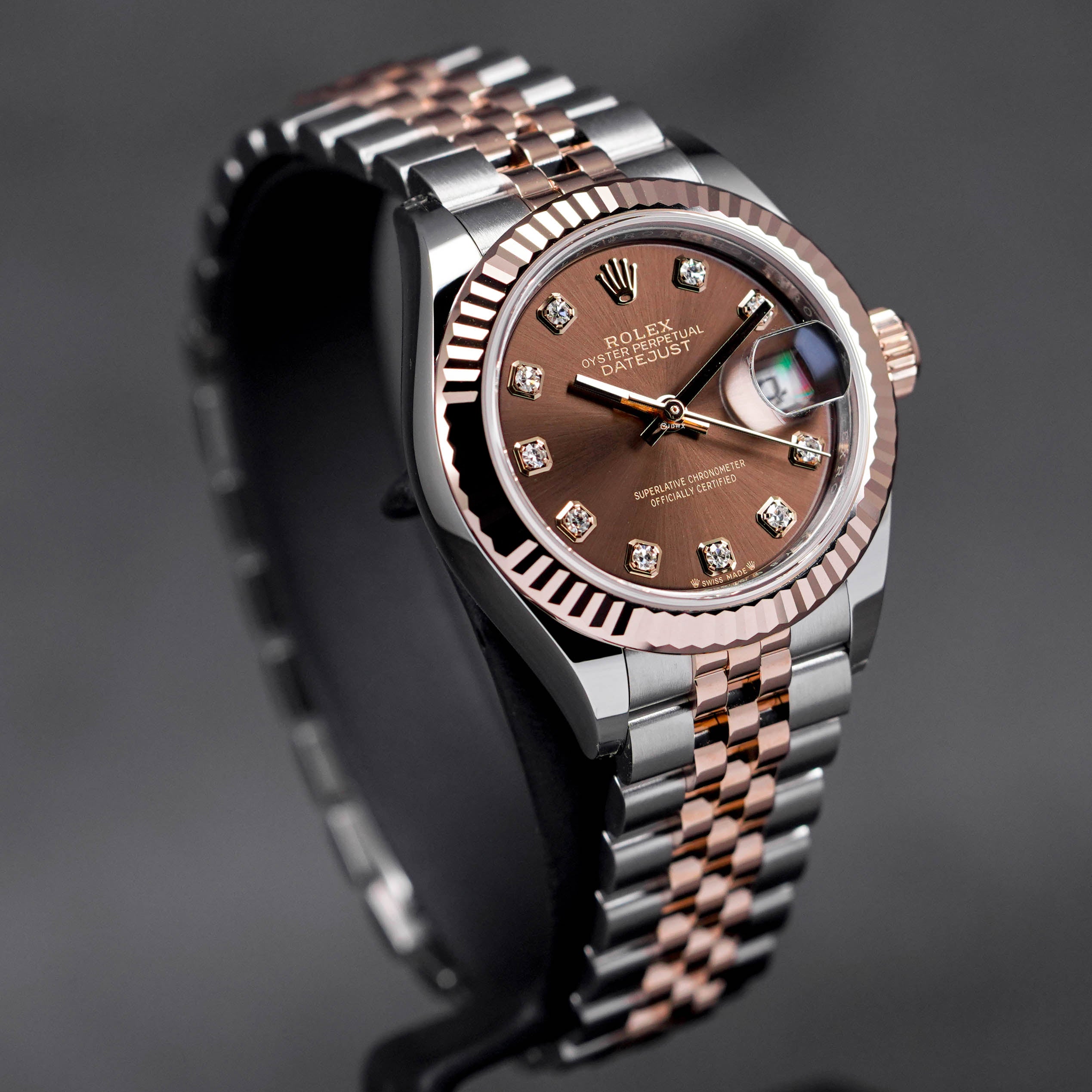 DATEJUST 28MM TWOTONE ROSEGOLD CHOCO DIAMOND DIAL (2025)