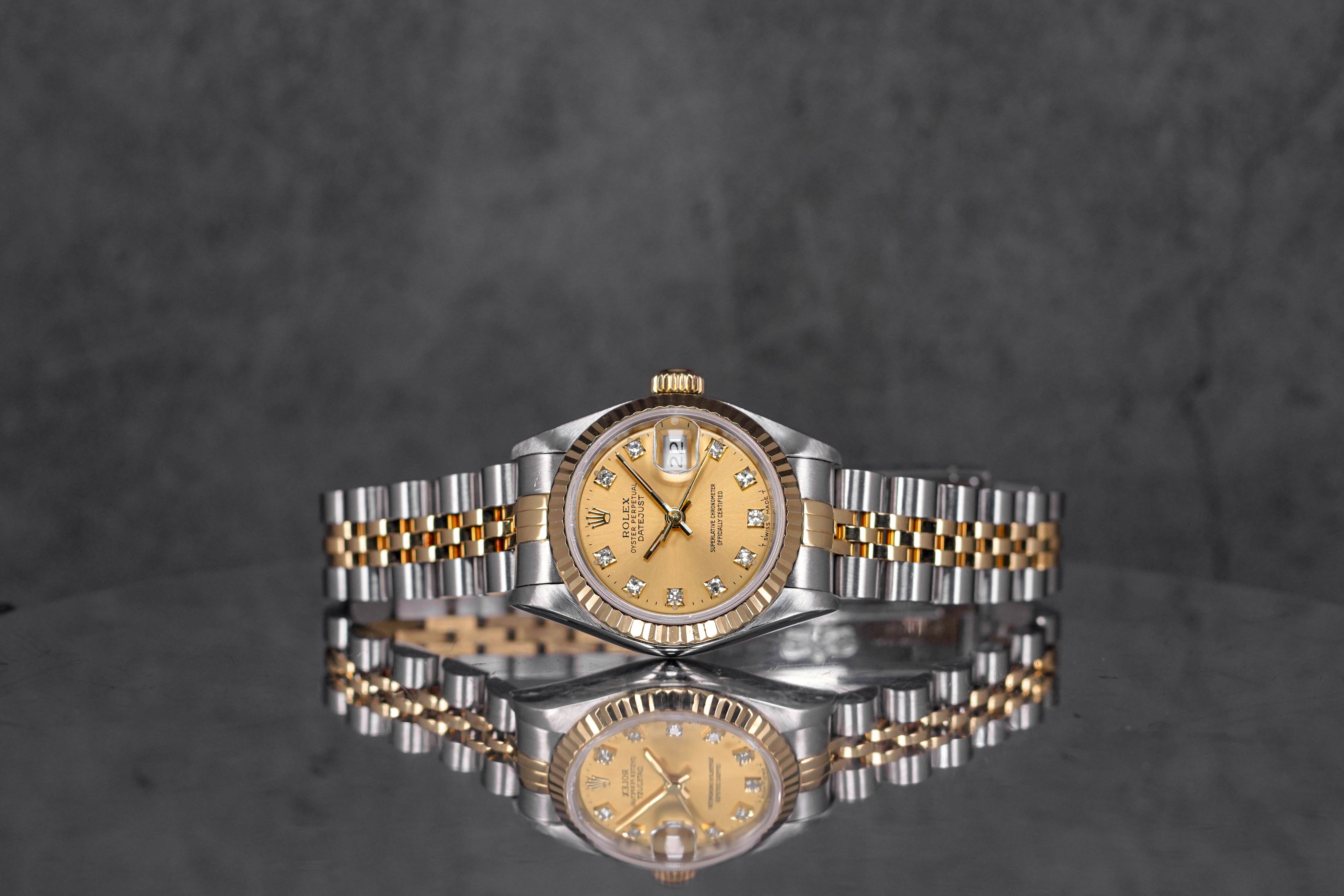 DATEJUST 26MM TWOTONE YELLOWGOLD CHAMPAGNE DIAMOND (WATCH ONLY)