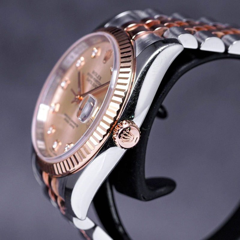 DATEJUST 36MM TWOTONE ROSEGOLD PINK DIAMOND DIAL (2007)