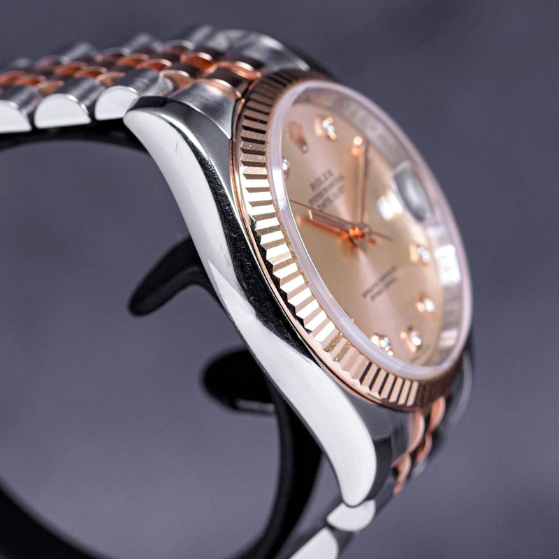 DATEJUST 36MM TWOTONE ROSEGOLD PINK DIAMOND DIAL (2007)