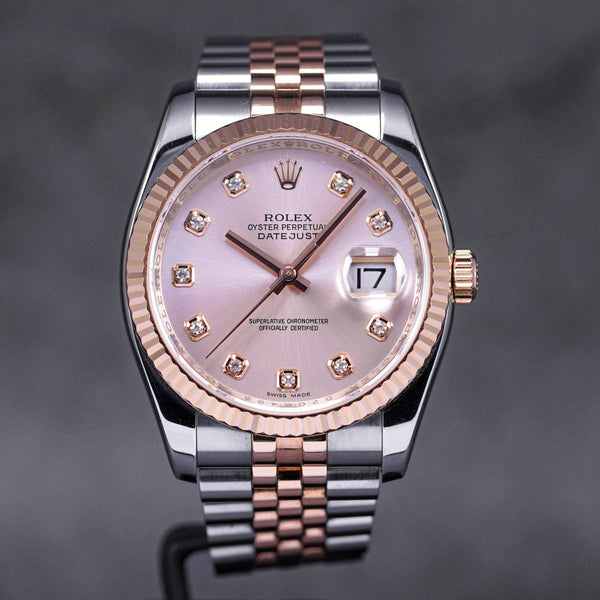 DATEJUST 36MM TWOTONE ROSEGOLD PINK DIAMOND DIAL (2007)