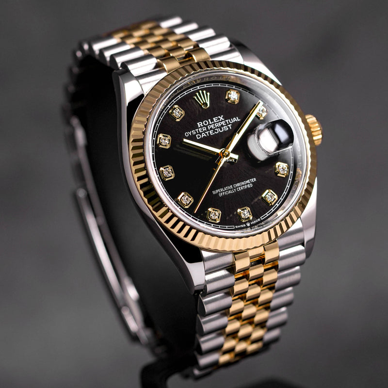 DATEJUST 36MM TWOTONE YELLOWGOLD BLACK DIAMOND DIAL (2021)