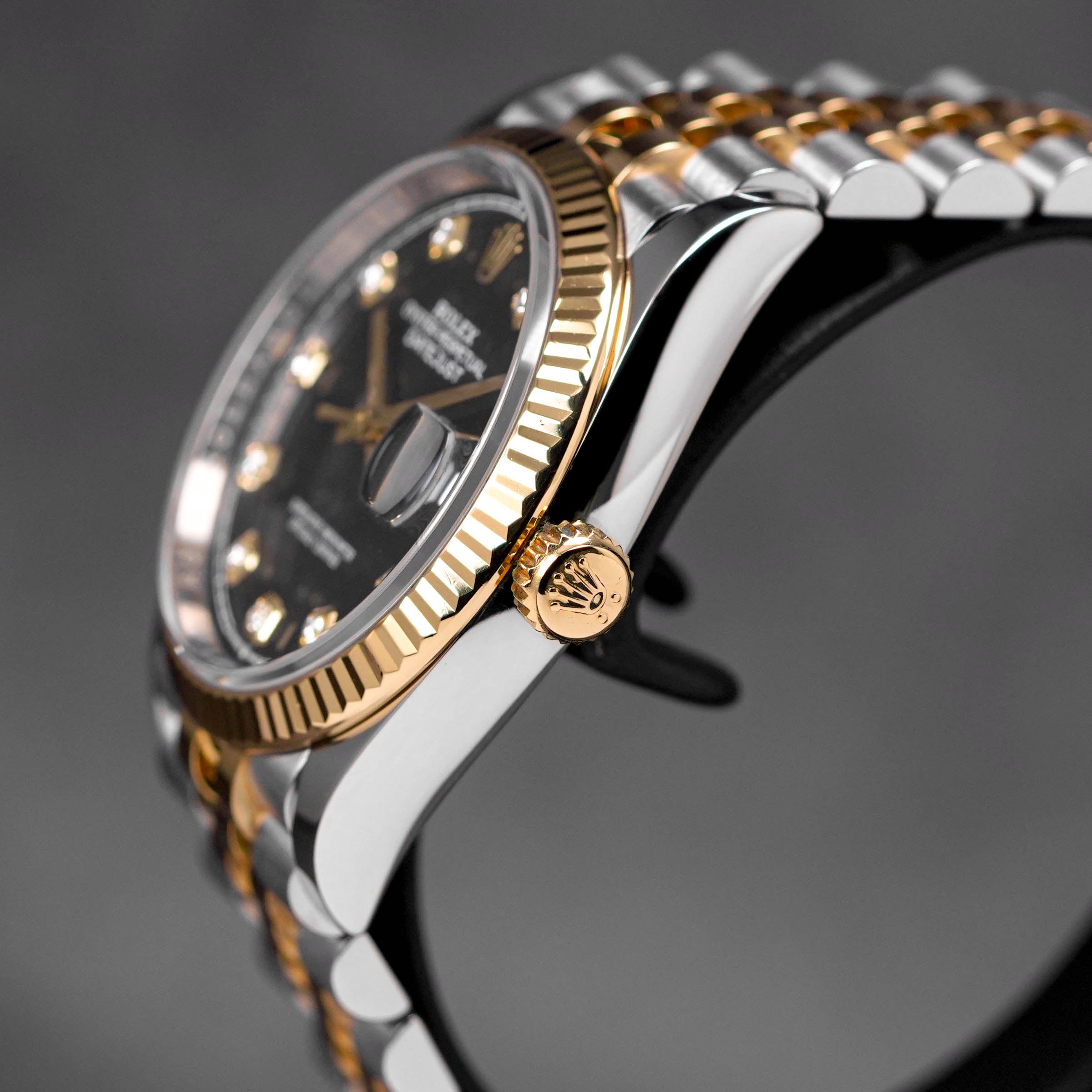 DATEJUST 36MM TWOTONE YELLOWGOLD BLACK DIAMOND DIAL (2021)