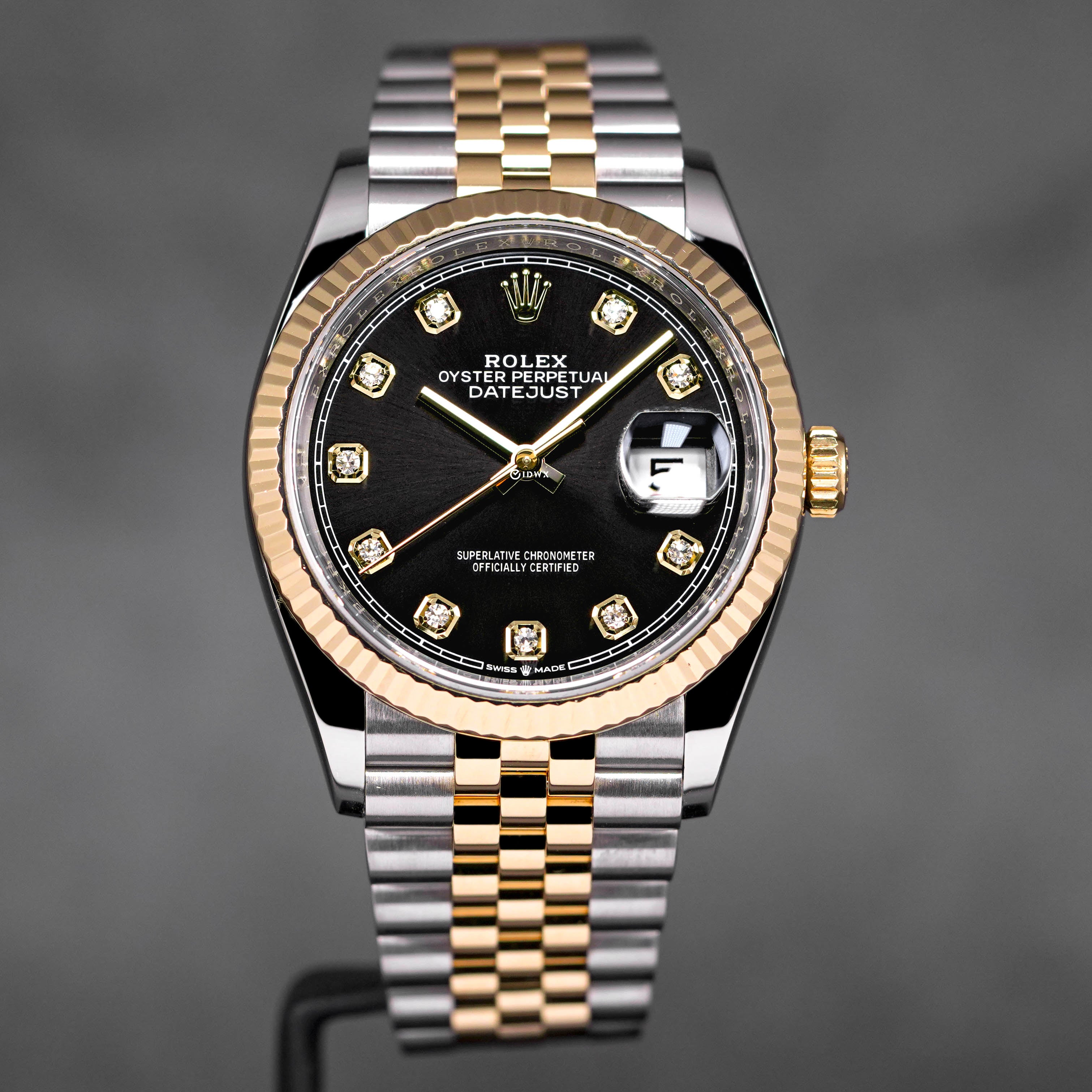 DATEJUST 36MM TWOTONE YELLOWGOLD BLACK DIAMOND DIAL (2021)