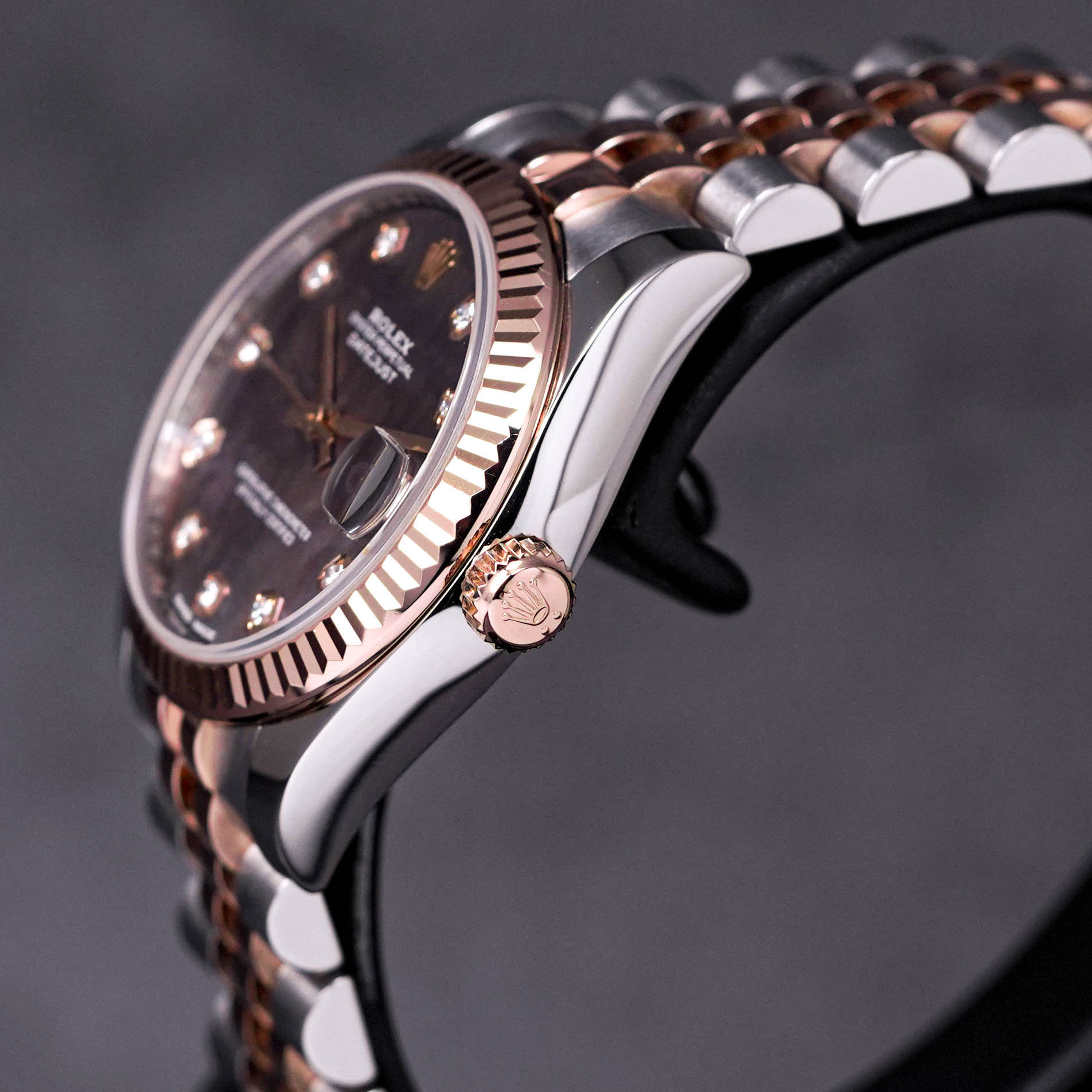 DATEJUST 31MM TWOTONE ROSEGOLD BLACK MOP DIAMOND DIAL (2017)