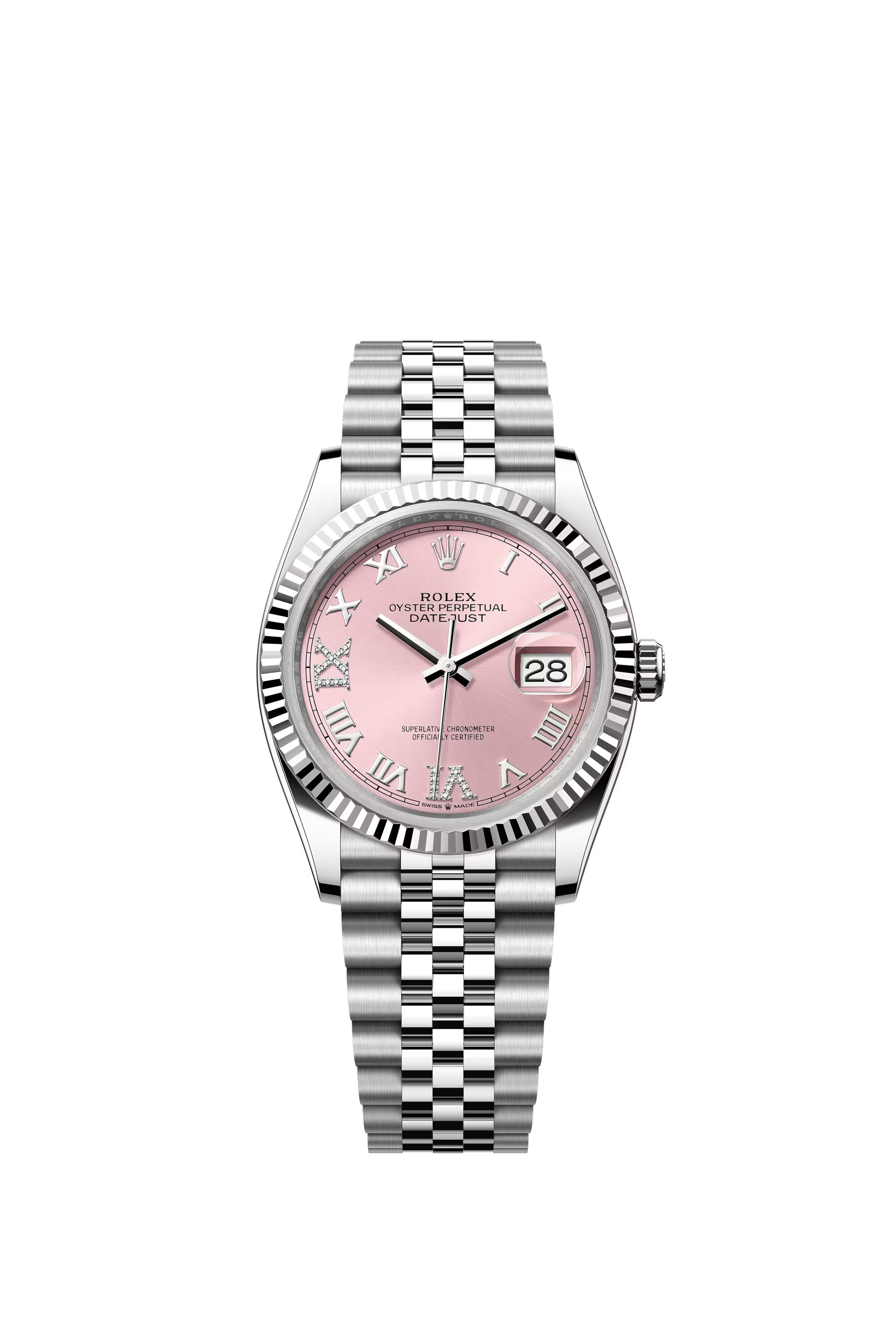 DATEJUST 36MM PINK ROMAN DIAL DIAMOND ON VI & IX (2025)
