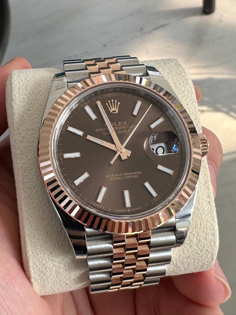 DATEJUST 41MM TWOTONE ROSEGOLD CHOCO DIAL FLUTED BEZEL JUBILEE (2022)