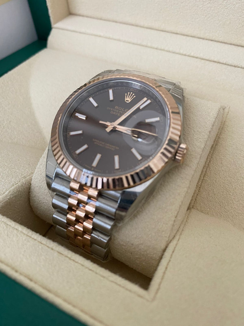 DATEJUST 41MM TWOTONE ROSEGOLD CHOCO DIAL FLUTED BEZEL JUBILEE (2019)