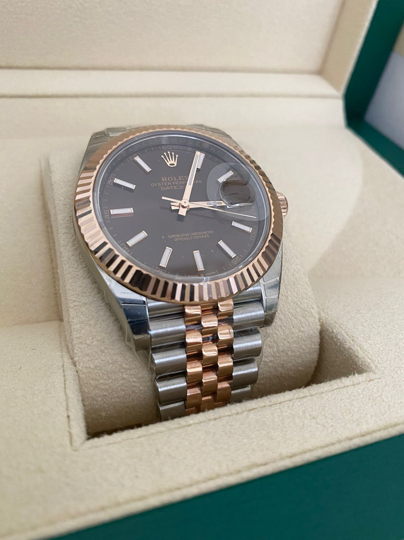 DATEJUST 41MM TWOTONE ROSEGOLD CHOCO DIAL FLUTED BEZEL JUBILEE (2019)
