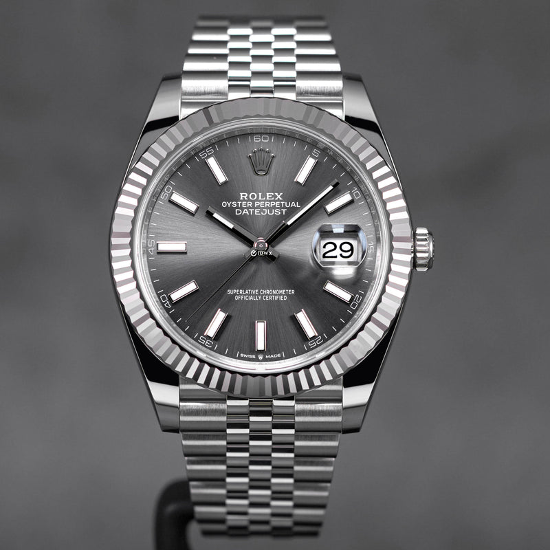 Rolex datejust 41mm dark on sale rhodium