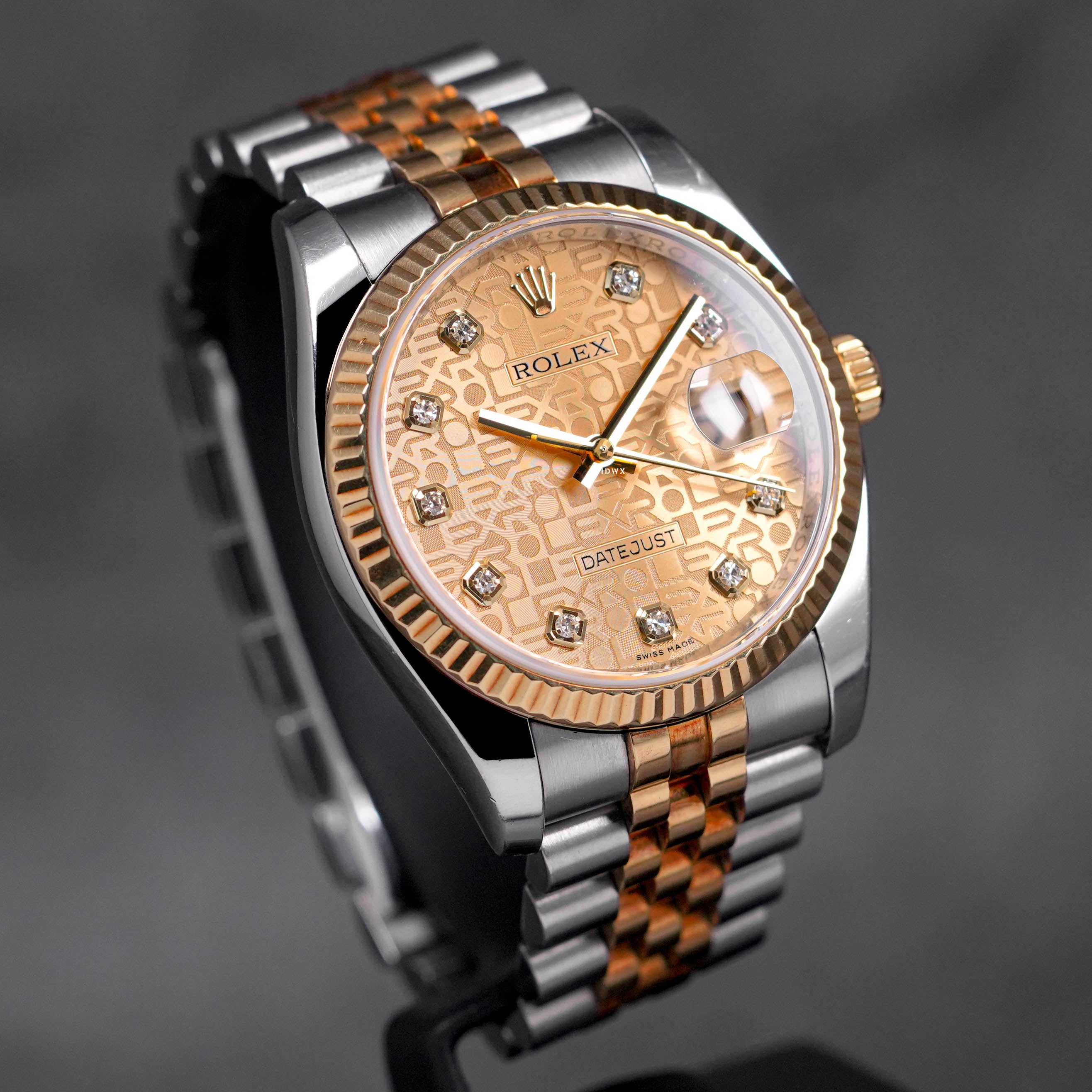 DATEJUST 36MM TWOTONE YELLOWGOLD COMPUTERIZED CHAMPAGNE DIAMOND DIAL (2007)