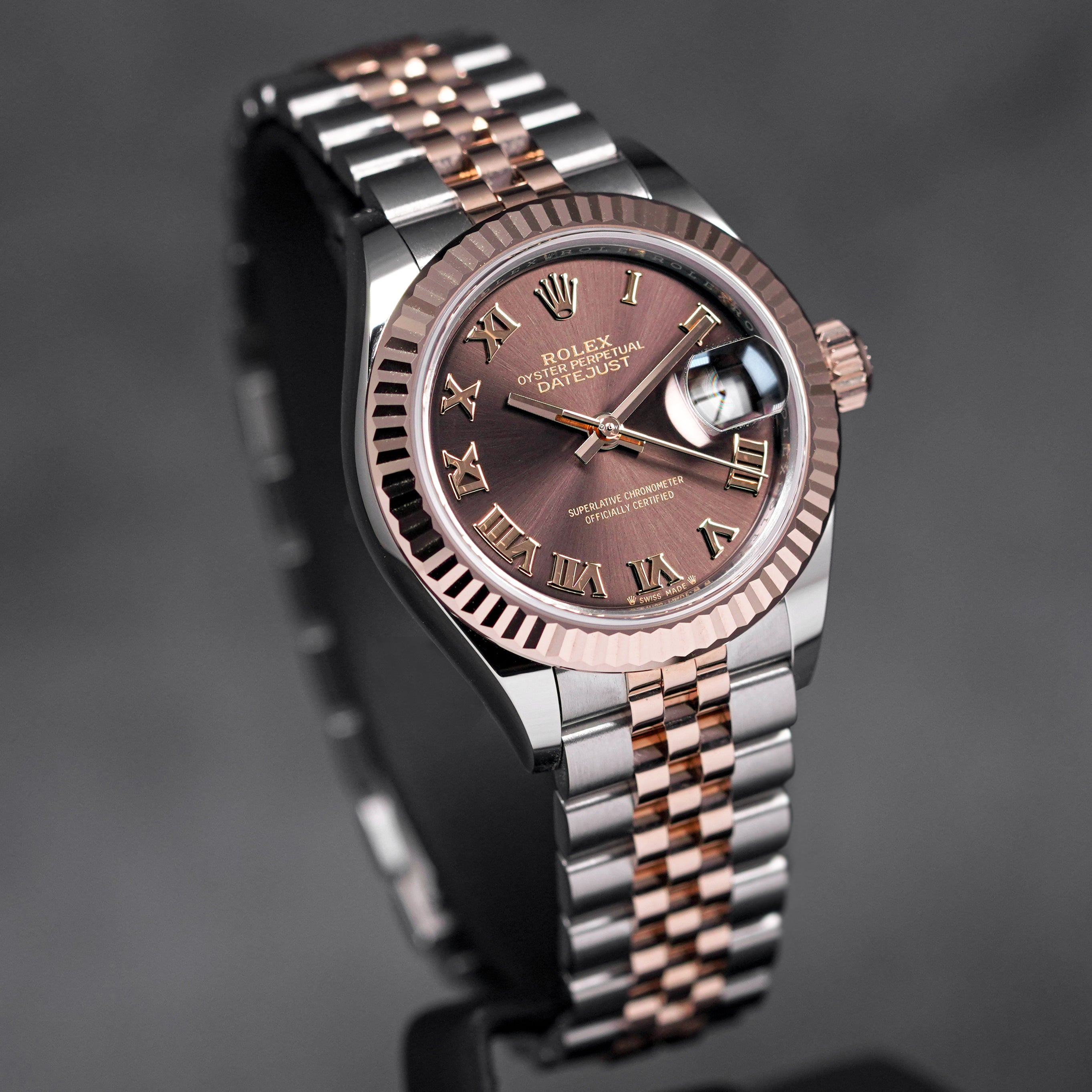 DATEJUST 28MM TWOTONE ROSEGOLD CHOCO ROMAN DIAL (2023)