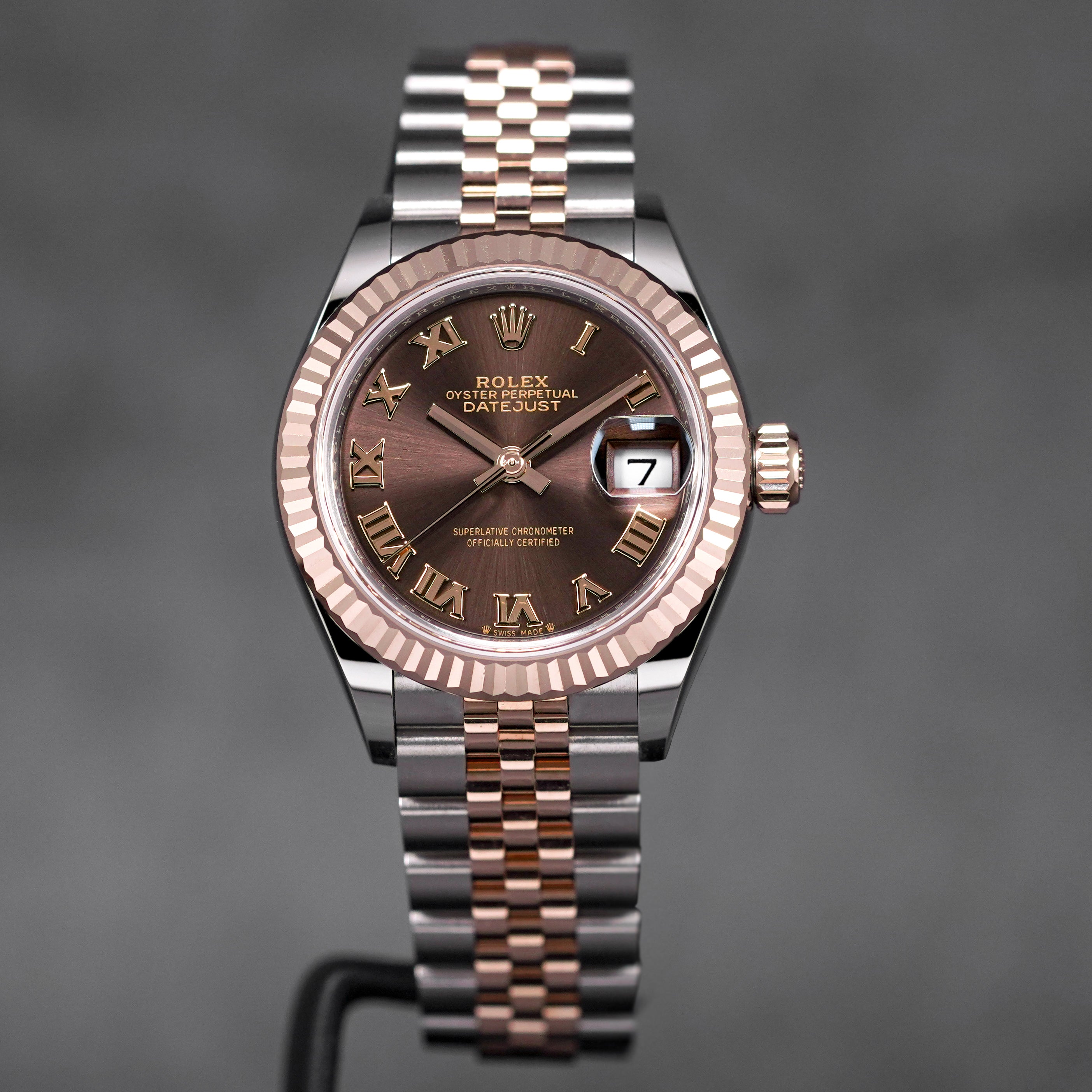 DATEJUST 28MM TWOTONE ROSEGOLD CHOCO ROMAN DIAL (2023)