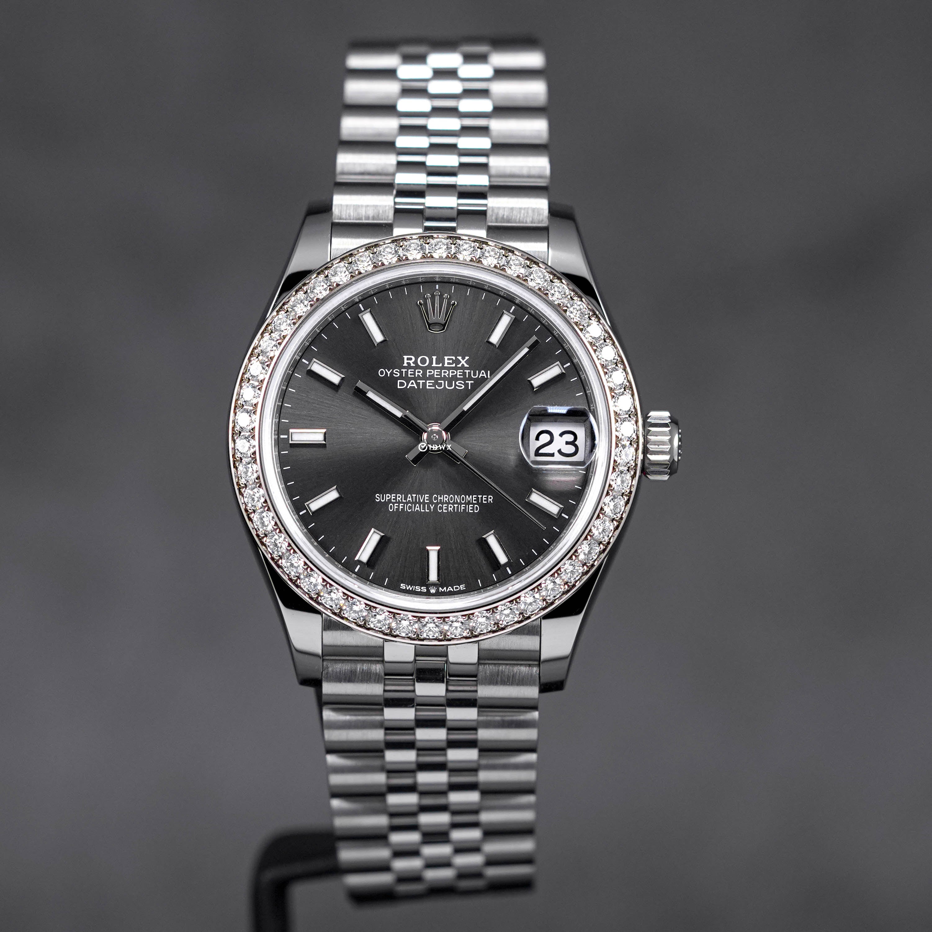Stainless Steel Datejust 41 Rhodium Diamond Dark Rhodium Diamond