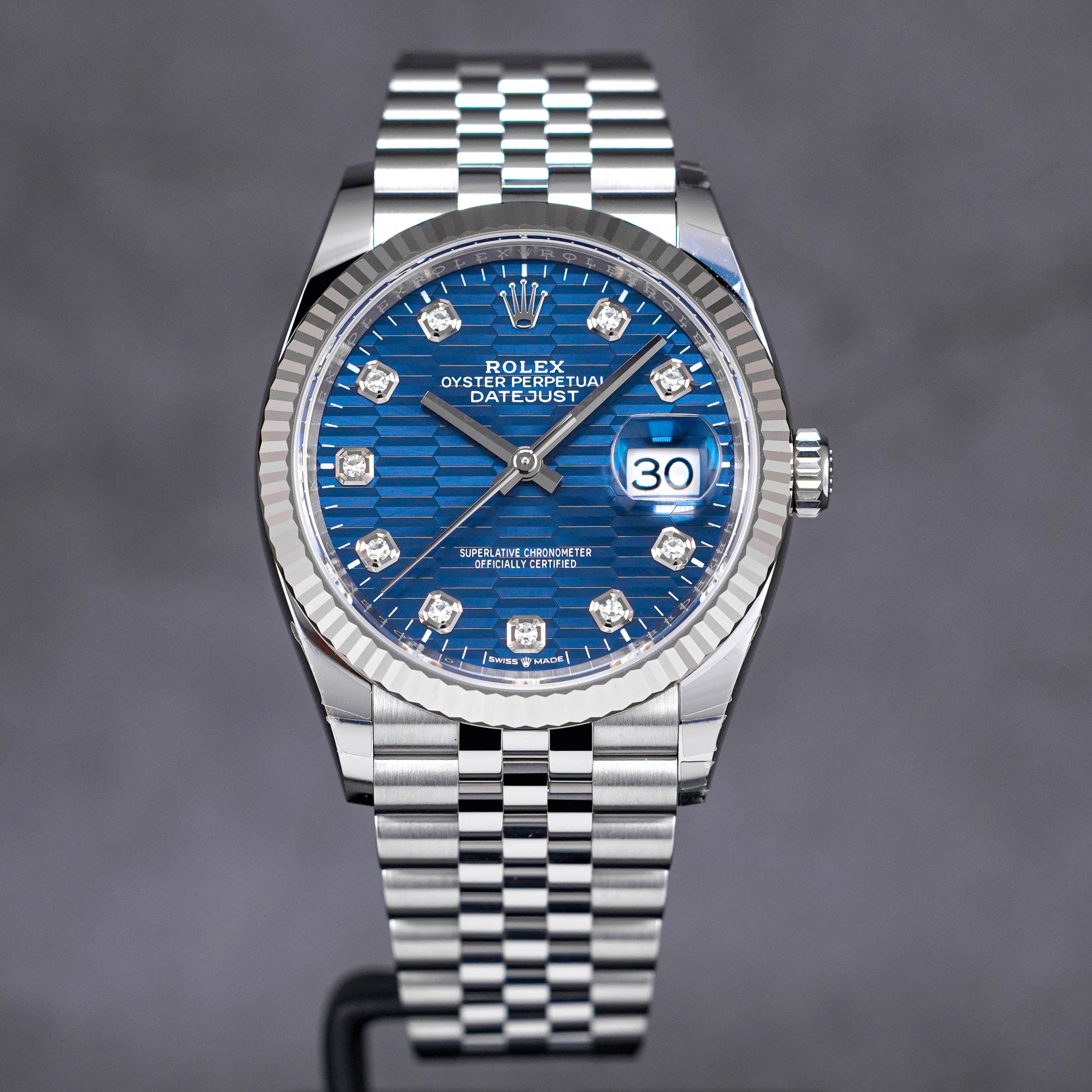 36 Blue Dial Dj 36 Rolex ROLEX DATEJUST 36MM BLUE FLUTED DIAL