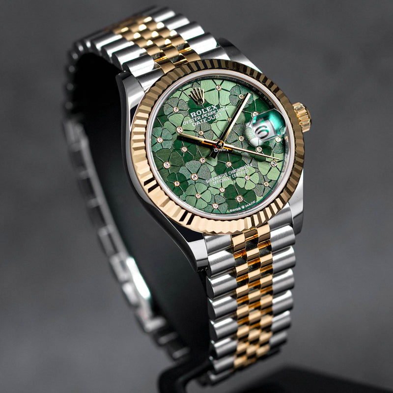 DATEJUST 31MM TWOTONE YELLOWGOLD GREEN FLORAL DIAMOND (2023)